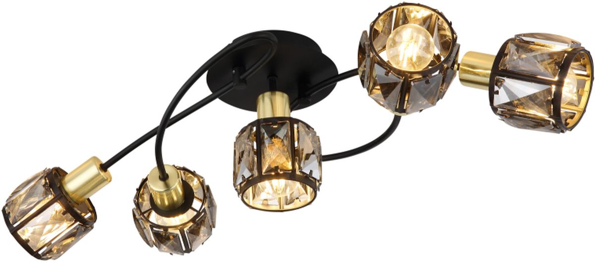 Globo Lighting Indiana Deckenlampe 5x40 W schwarz-verraucht-gold 54357-5B