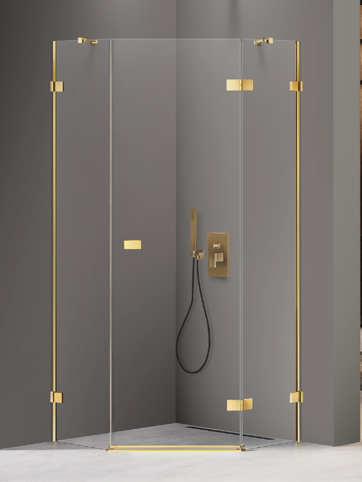 New Trendy Avexa Gold Shine Dusche 80x80 cm gold Glanz/durchsichtiges Glas EXK-3841