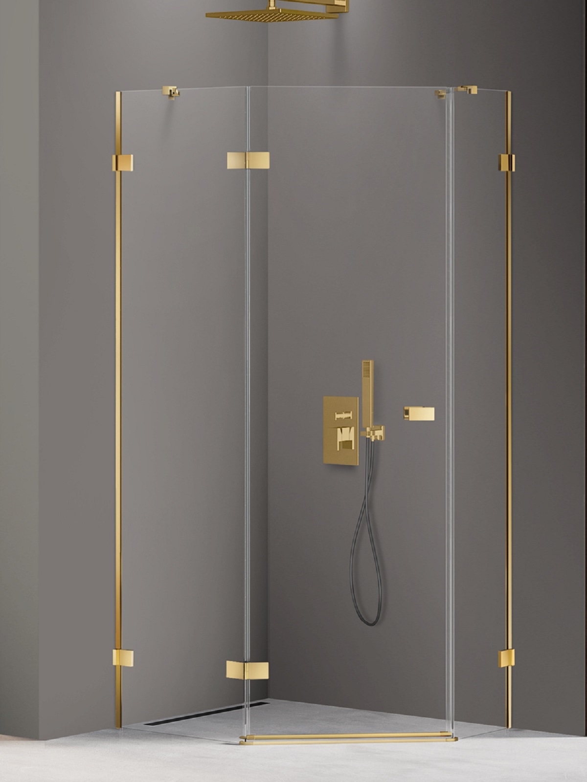 New Trendy Avexa Gold Shine Dusche 100x80 cm gold Glanz/durchsichtiges Glas EXK-3849