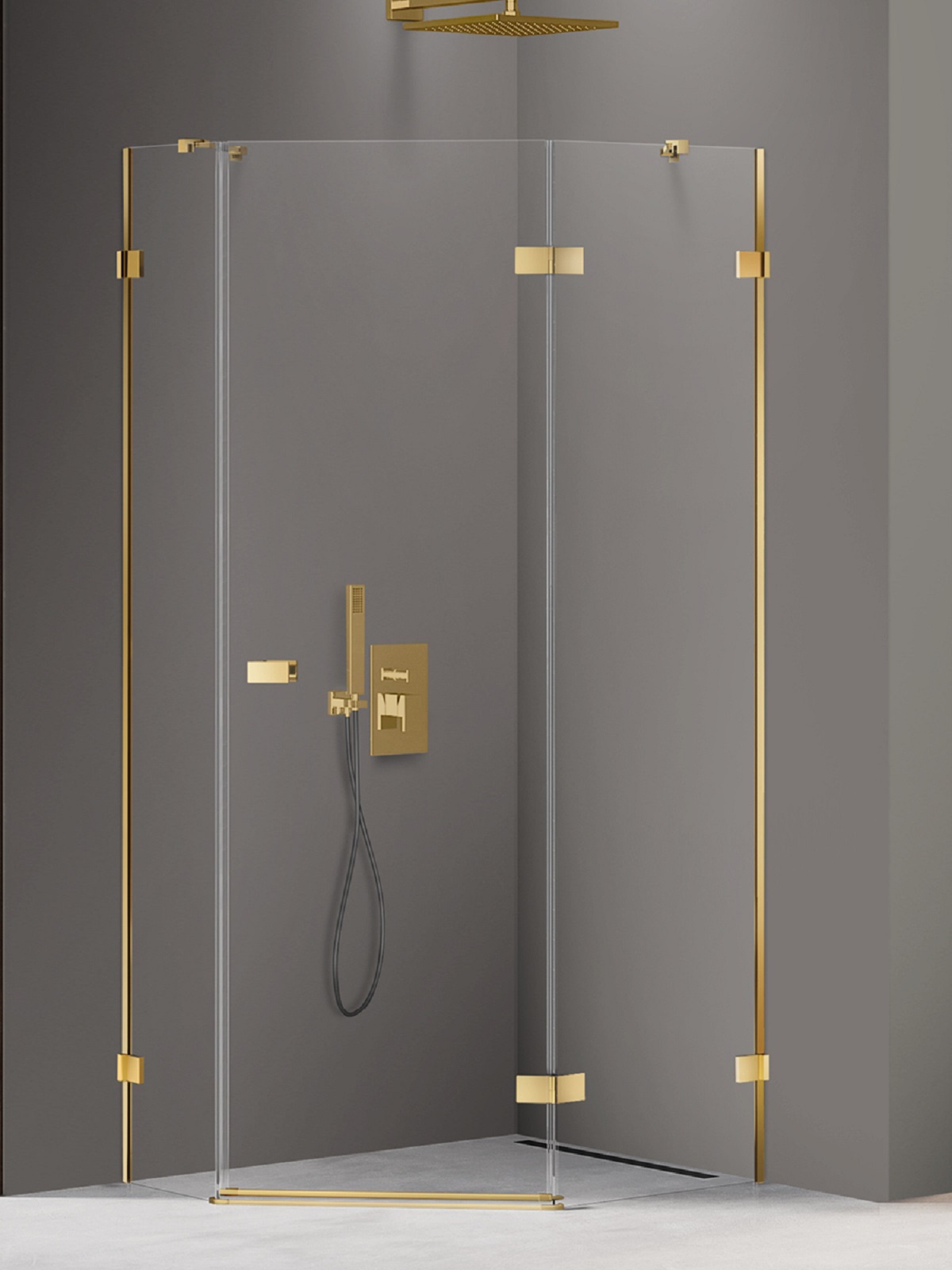 New Trendy Avexa Gold Shine Dusche 100x80 cm gold Glanz/durchsichtiges Glas EXK-3850