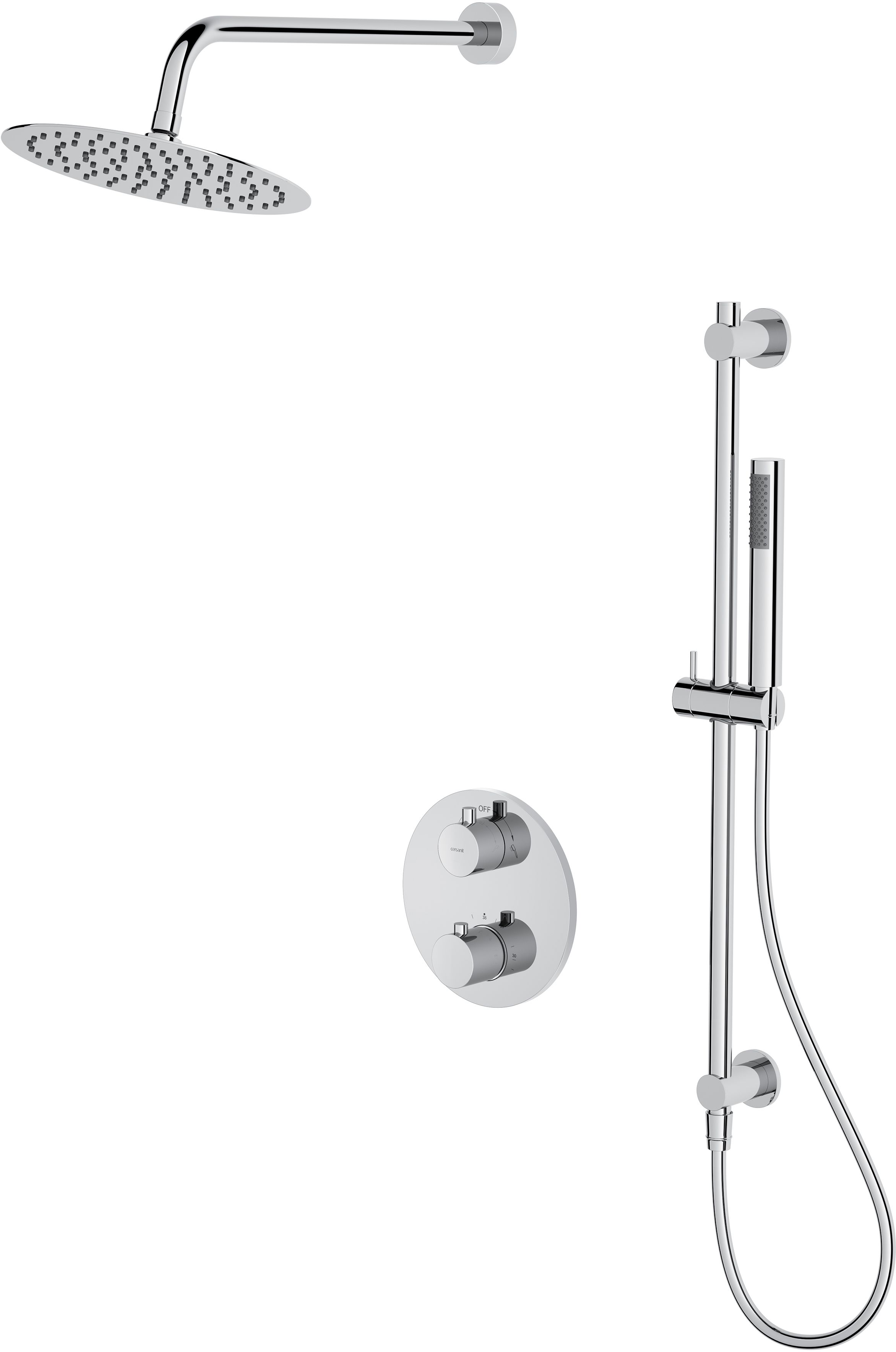 Cersanit Zen Duschset Unterputz mit Thermostat mit Regenbrause chrom S952-032