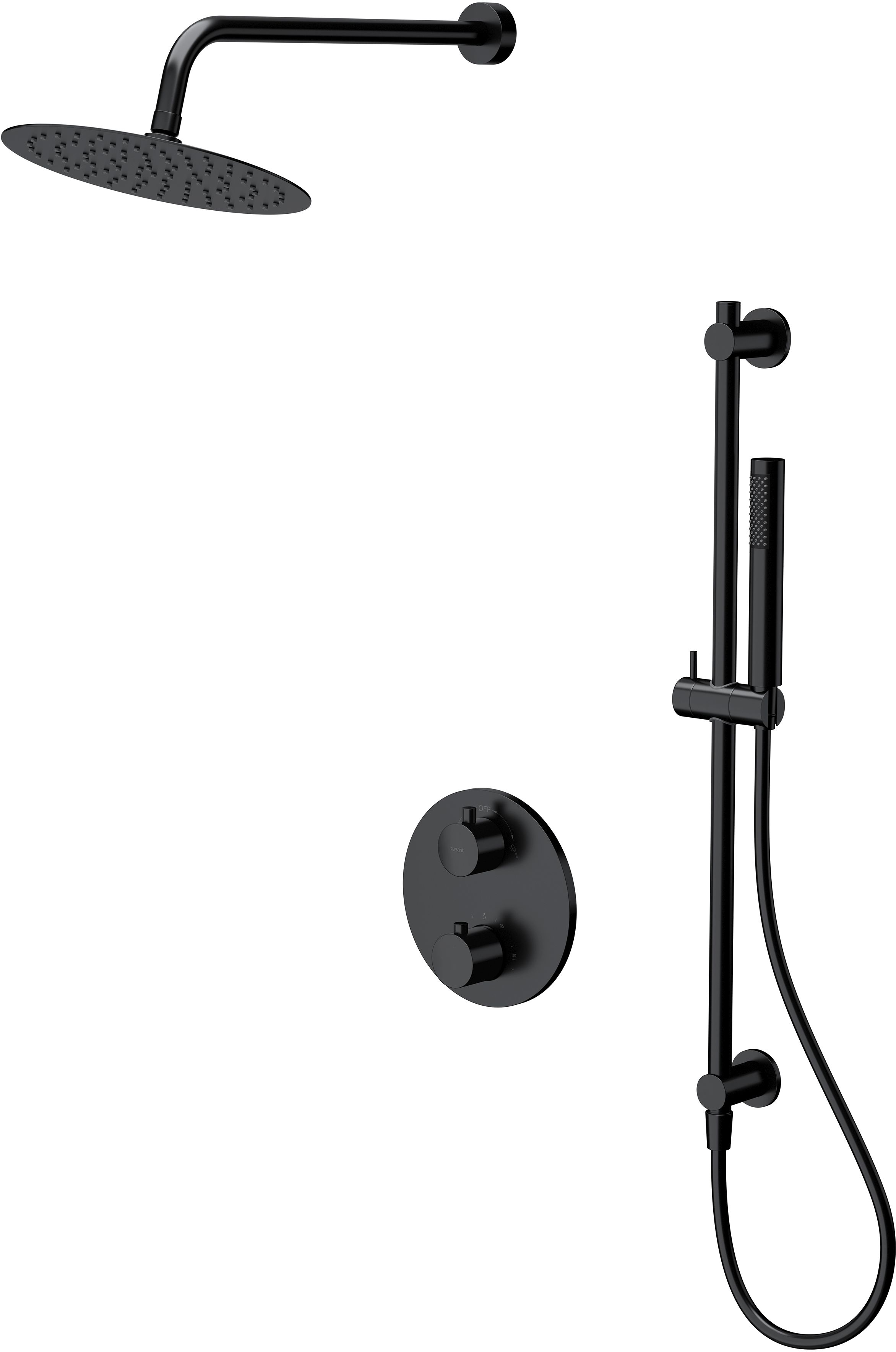 Cersanit Zen Duschset Unterputz mit Thermostat mit Regenbrause schwarz S952-033
