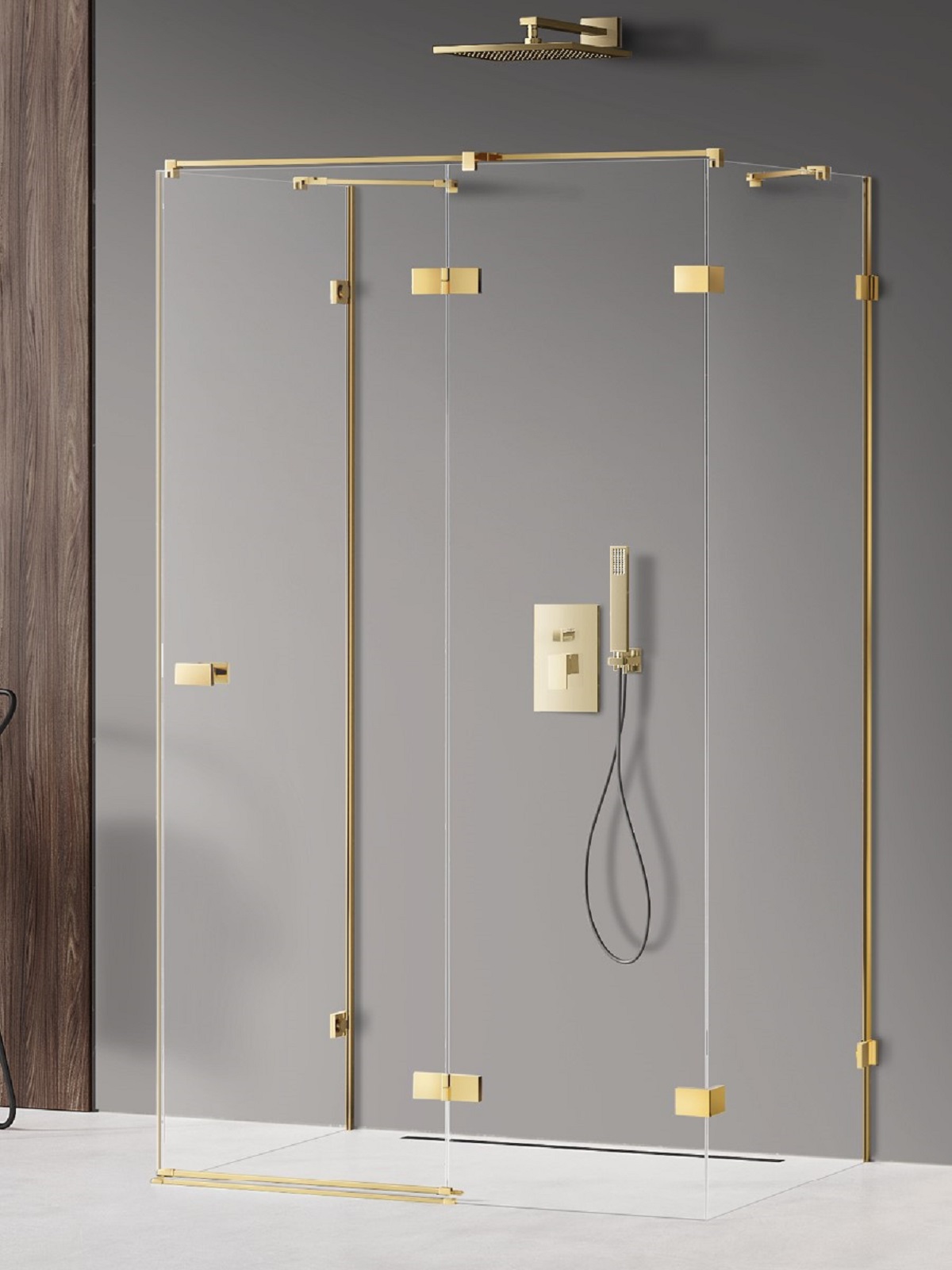 New Trendy Avexa Gold Shine Dusche 120x90 cm rechteckig gold Glanz/durchsichtiges Glas EXK-2135