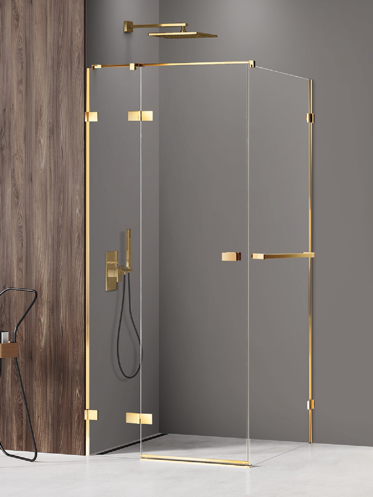 New Trendy Avexa Gold Shine Dusche 120x120 cm quadratisch gold Glanz/durchsichtiges Glas EXK-3191