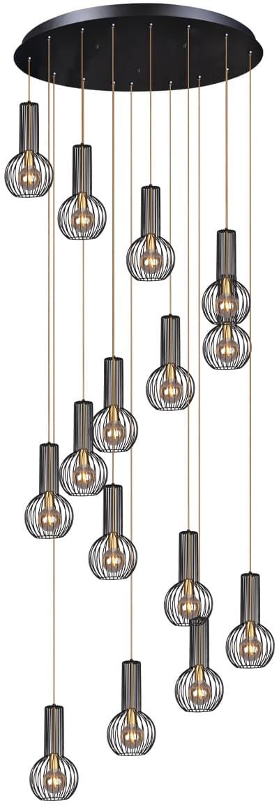 Kaja Arvi Black Pendelleuchte x60 W schwarz-gold KP-15