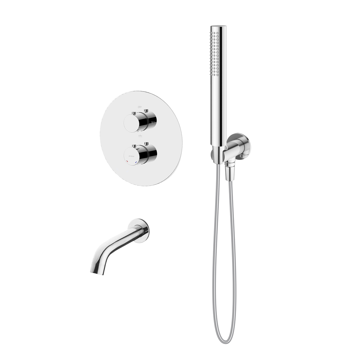 Set Badewannen- und Duscharmatur Oltens Katla 34600100, Auslauf für Badewannenarmatur Oltens Molle 39100100, 37102100, 39304100, 37200100