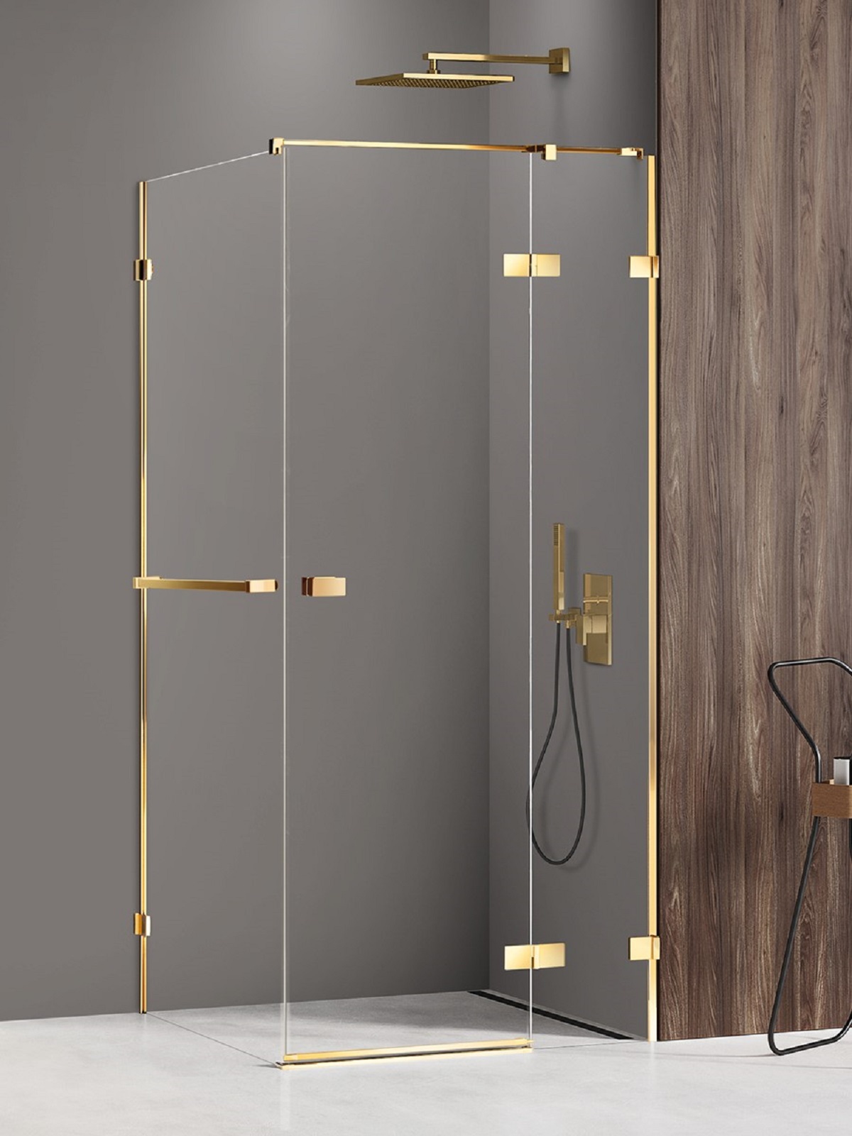 New Trendy Avexa Gold Shine Dusche 90x90 cm quadratisch gold Glanz/durchsichtiges Glas EXK-3200