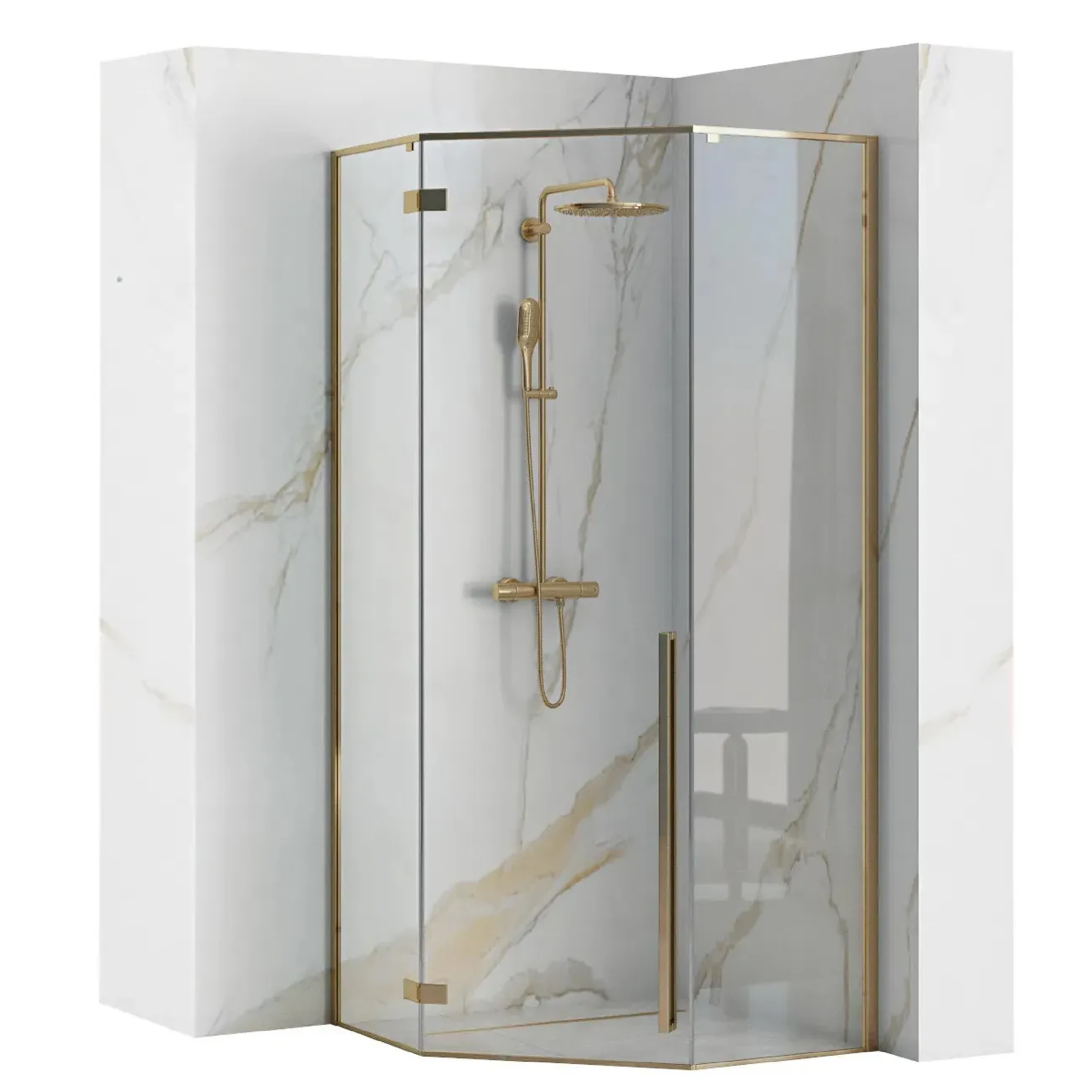 Rea Diamond Dusche 100x100 cm gold Glanz/durchsichtiges Glas REA-K6616