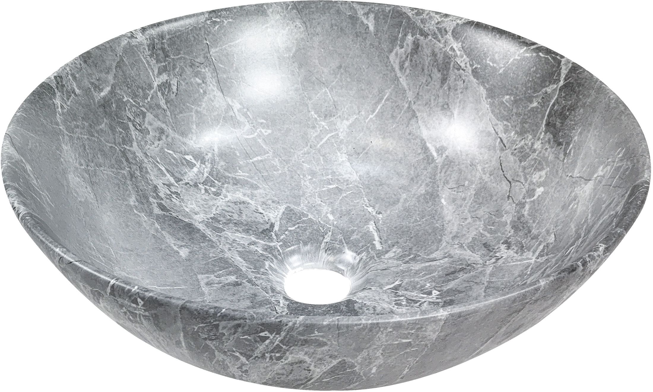 Invena Tinos Waschbecken 39.5x39.5 cm rund Aufsatzwaschbecken grauer Stein CE-43-707