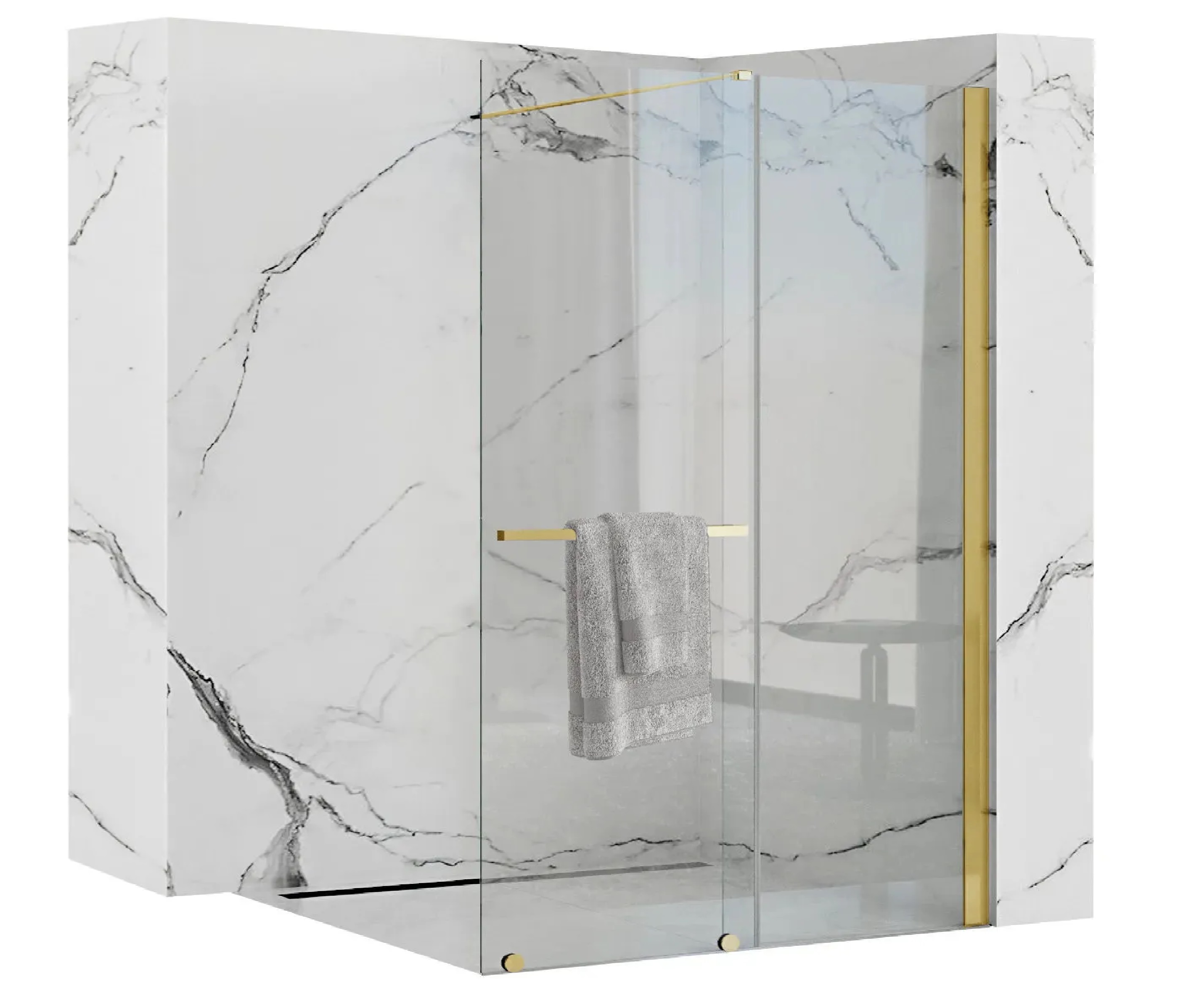 Rea Cortis Duschwand 120 cm gold Glanz/durchsichtiges Glas REA-K8485