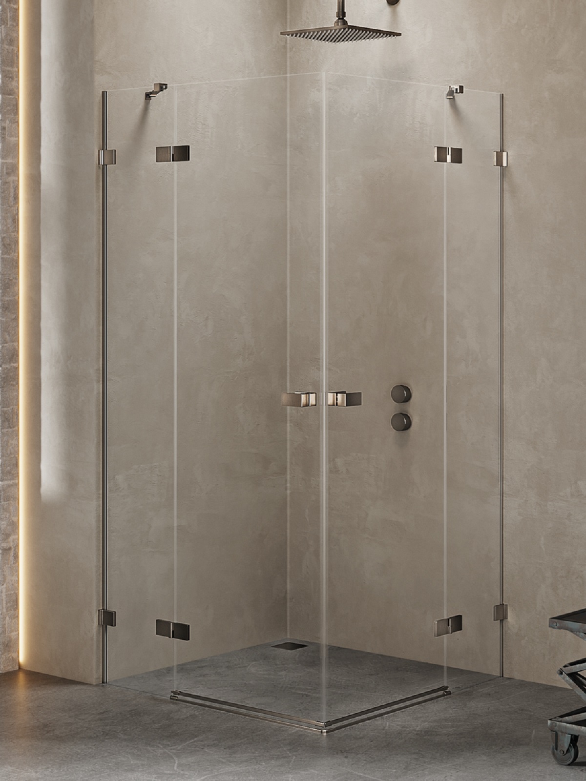 New Trendy Avexa Gunmetal Brushed Dusche 110x90 cm rechteckig gunmetal gebürstet/durchsichtiges Glas EXK-3386