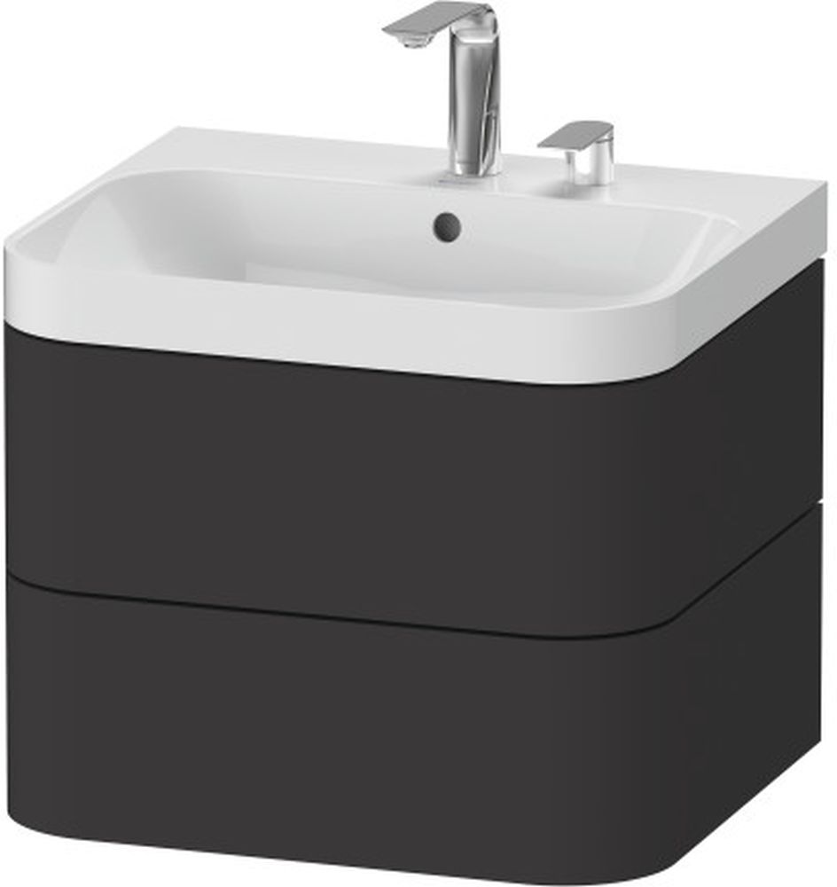 Duravit Happy D.2 Waschbecken mit Unterschrank 57.5 cm graphit HP4345O8080
