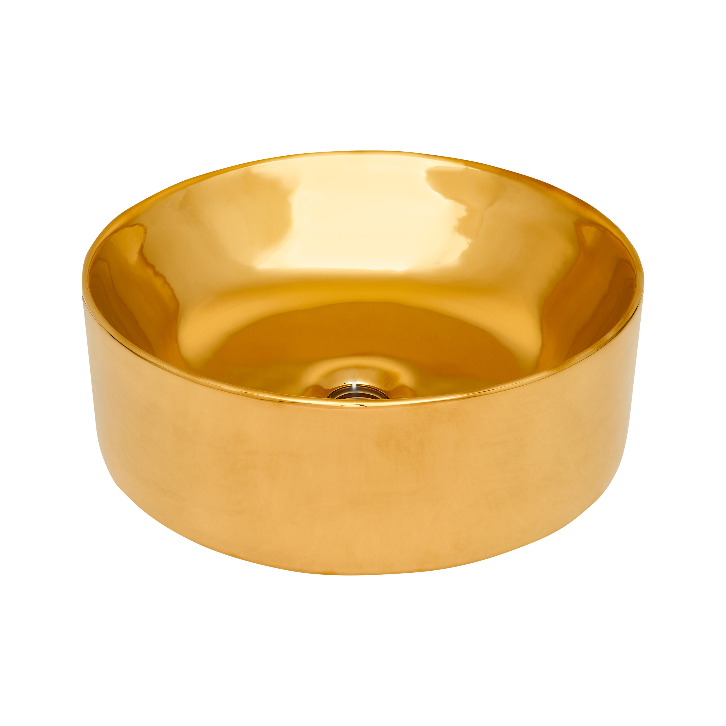 Invena Kos Waschbecken 42x42 cm rund Aufsatzwaschbecken gold CE-38-009