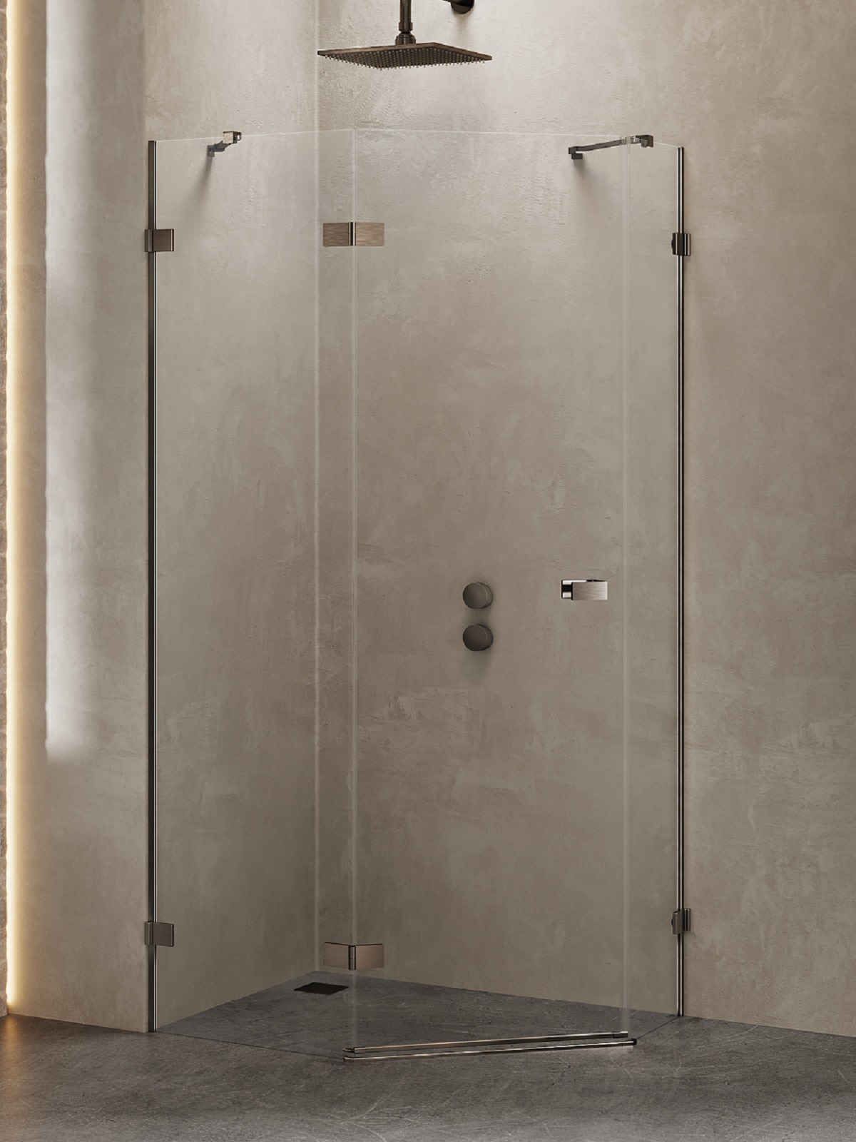New Trendy Avexa Gunmetal Brushed Dusche 100x80 cm gunmetal gebürstet/durchsichtiges Glas EXK-3837