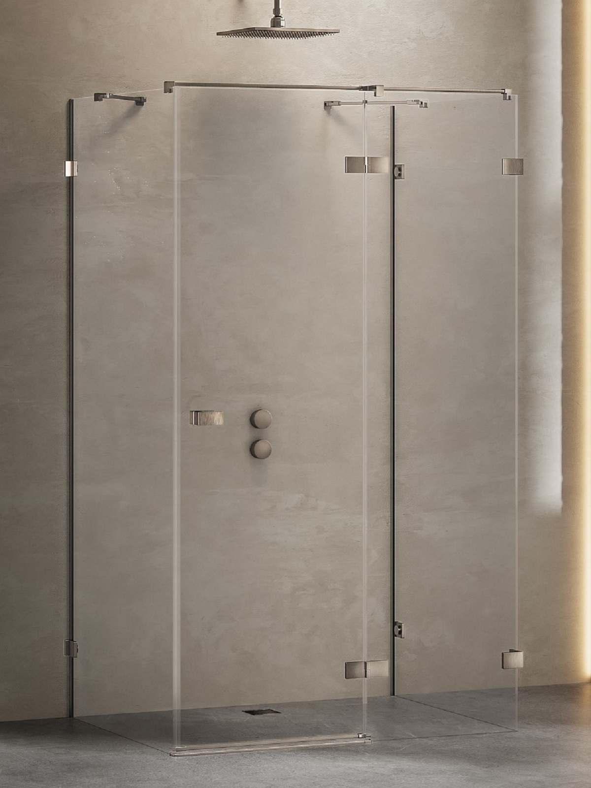 New Trendy Avexa Gunmetal Brushed Dusche 90x80 cm rechteckig gunmetal gebürstet/durchsichtiges Glas EXK-3435