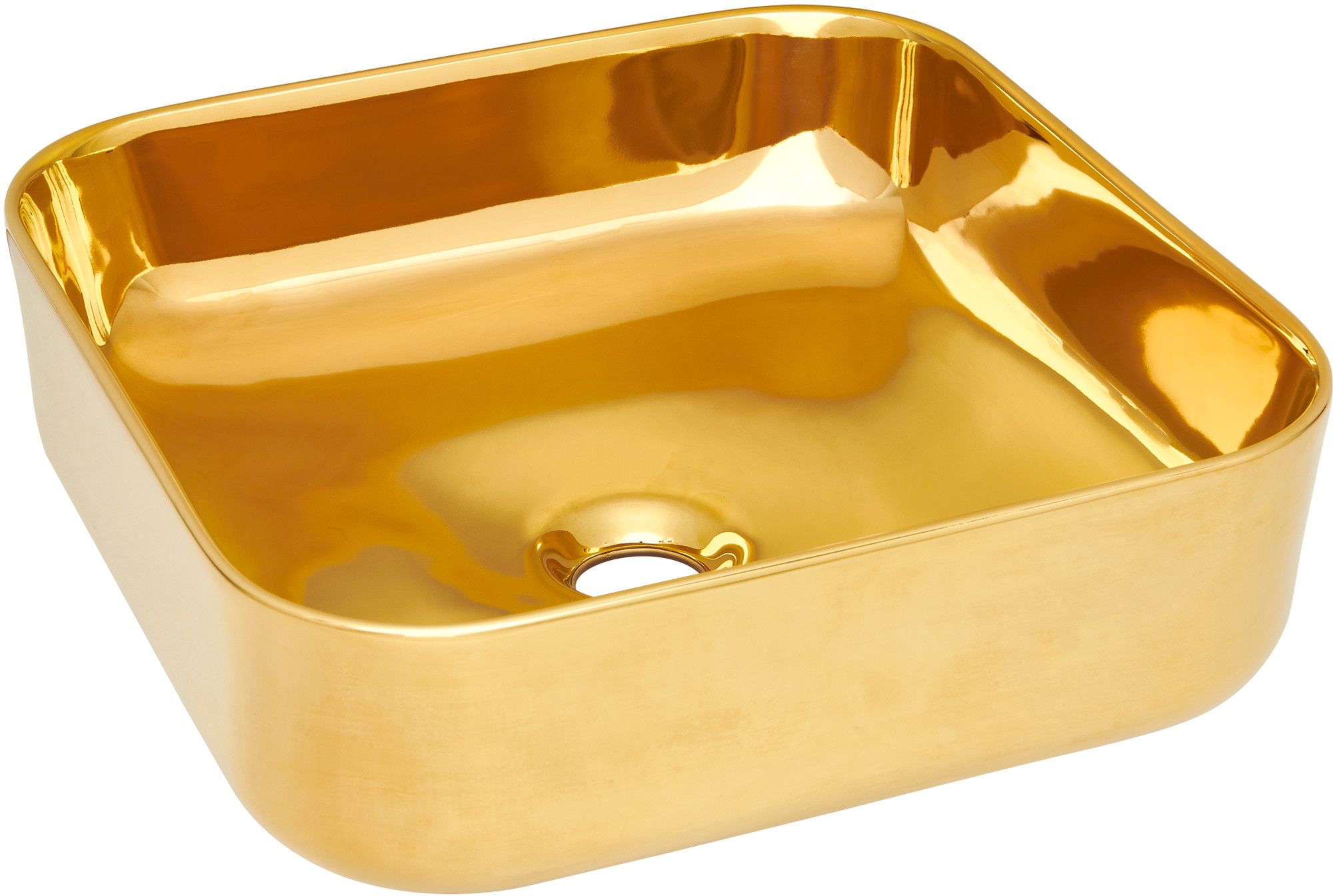 Invena Malaga Waschbecken 39x39 cm quadratisch Aufsatzwaschbecken gold CE-39-009