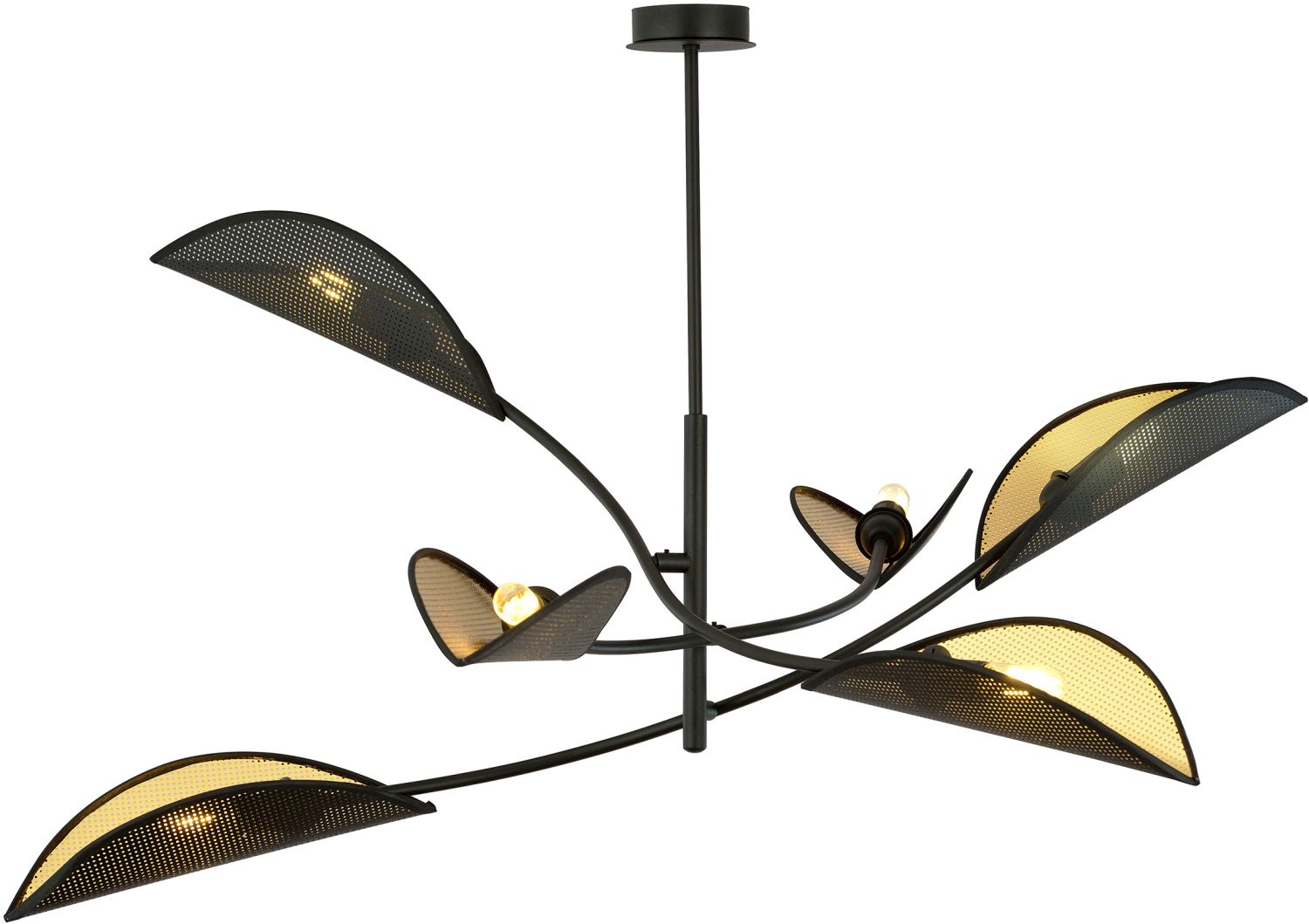 Emibig Lotus Deckenlampe 6x10 W schwarz-gold 1106/6