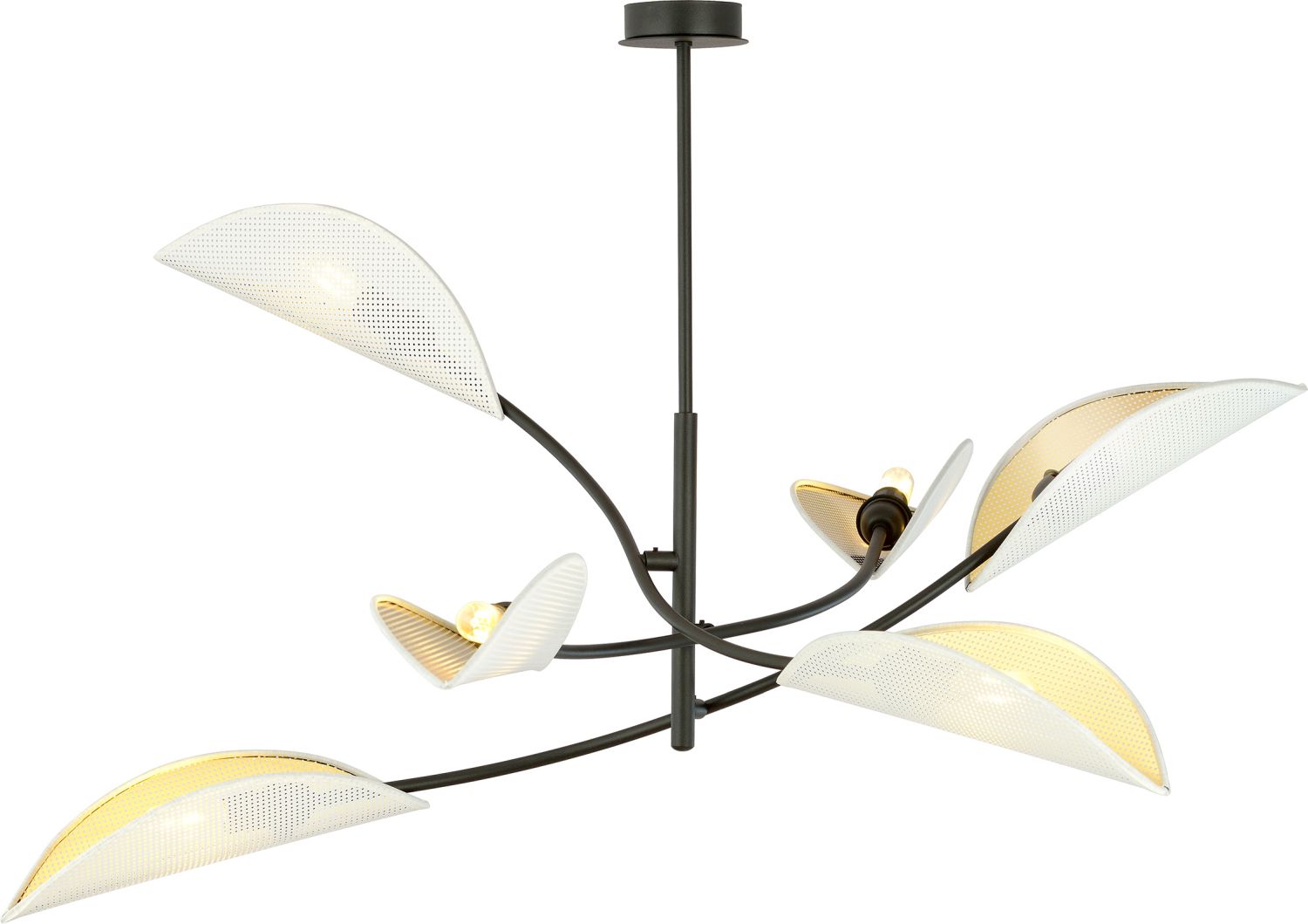 Emibig Lotus Deckenlampe 6x10 W weiß-schwarz-gold 1107/6