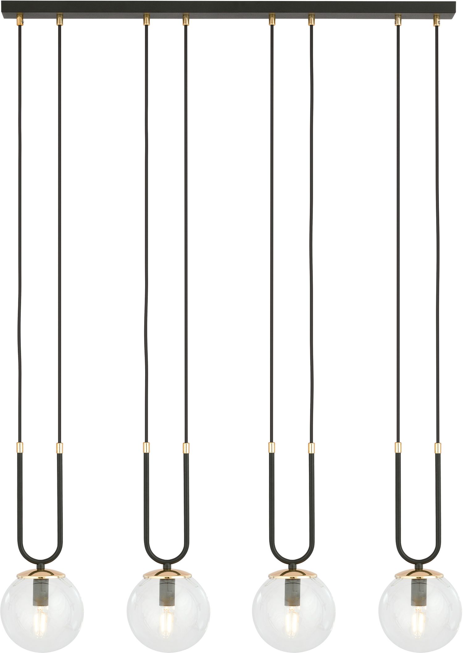 Emibig Glam Pendelleuchte 4x10 W schwarz-transparent 1114/4