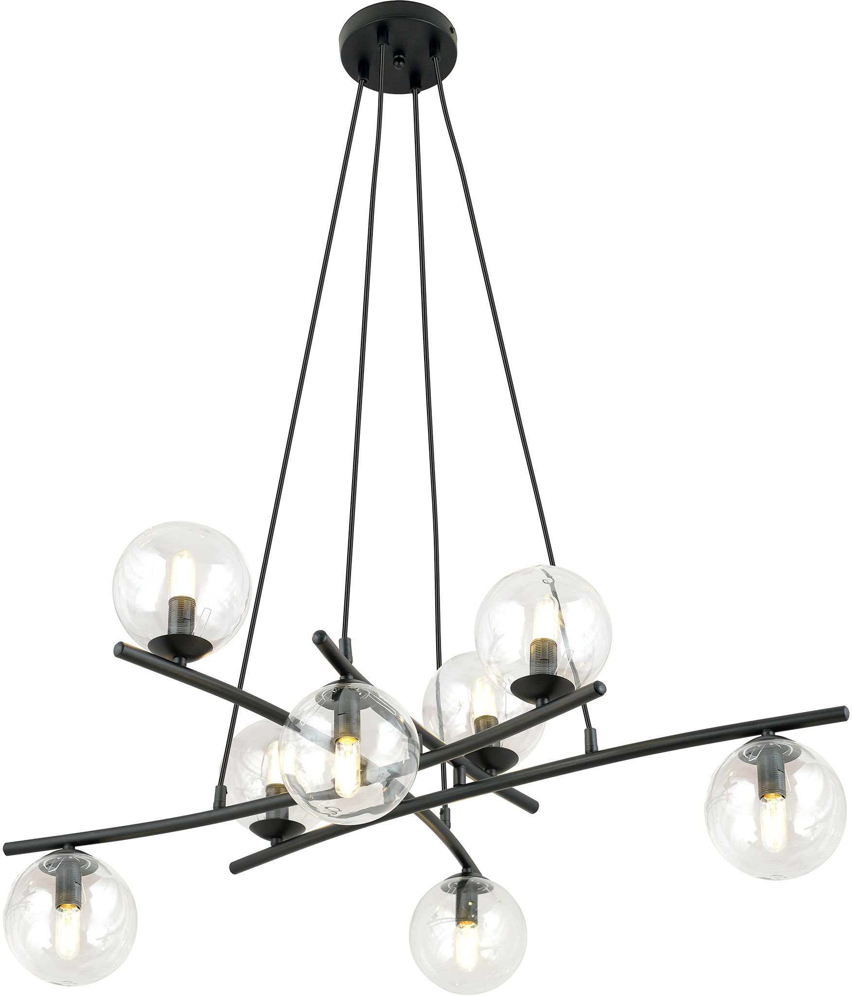 Emibig Essa Pendelleuchte x10 W schwarz-transparent 1202/8