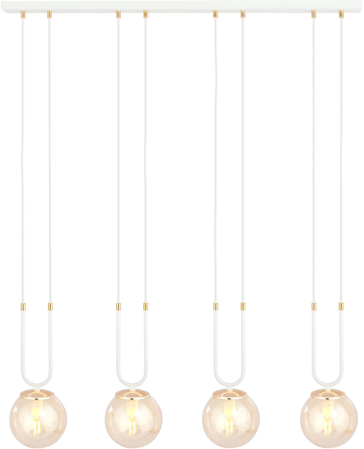 Emibig Glam Pendelleuchte 4x10 W weiß-bernstein 1117/4