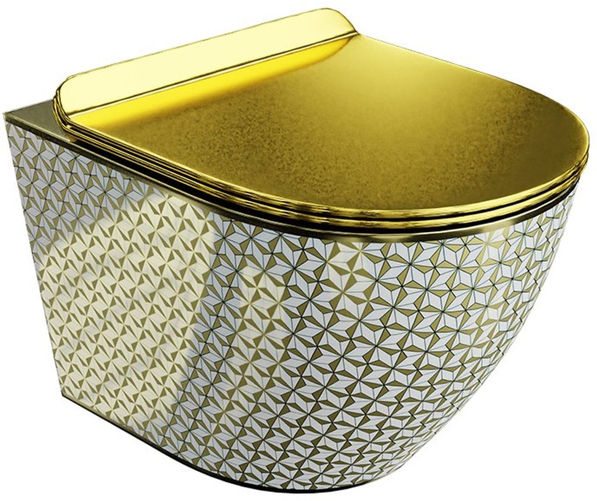 LaVita Sofi Slim WC-Becken hängend Spülrandlos weiß-gold Glanz 5900378326533