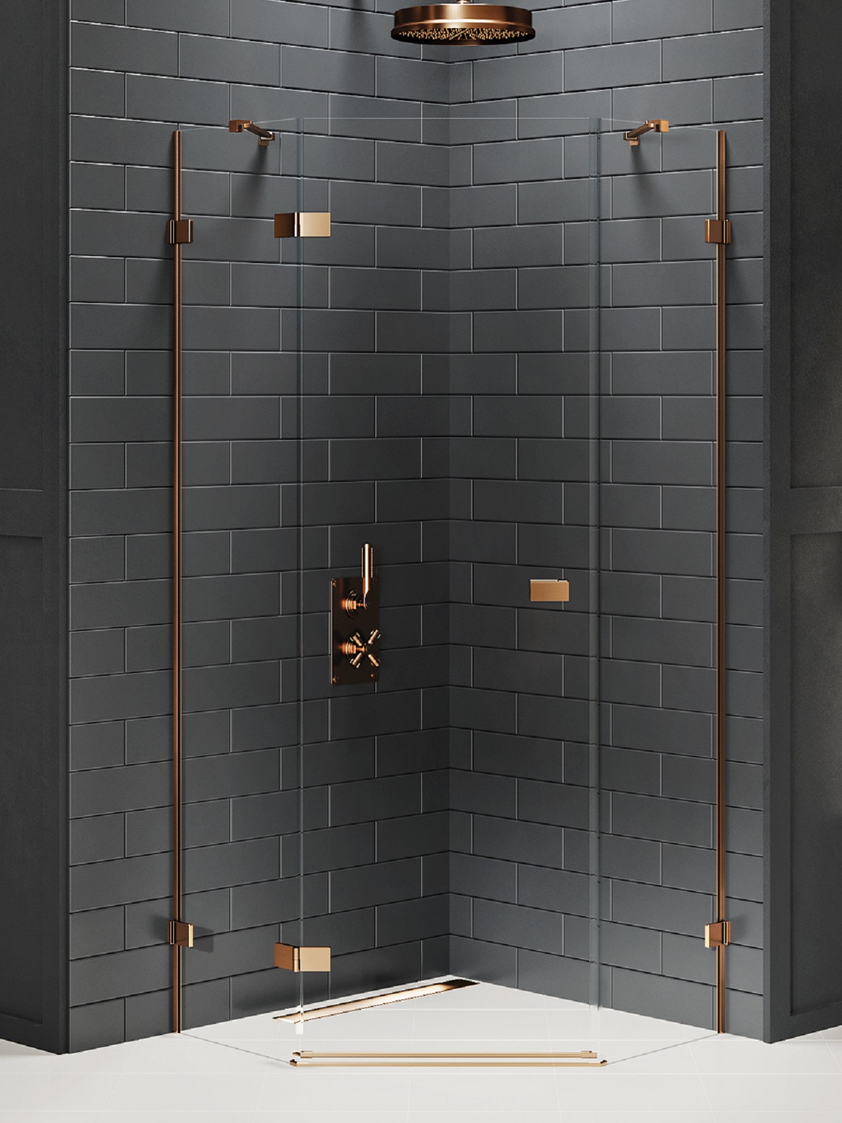 New Trendy Avexa Copper Brushed Dusche 90x90 cm kupfer gebürstet/durchsichtiges Glas EXK-3820