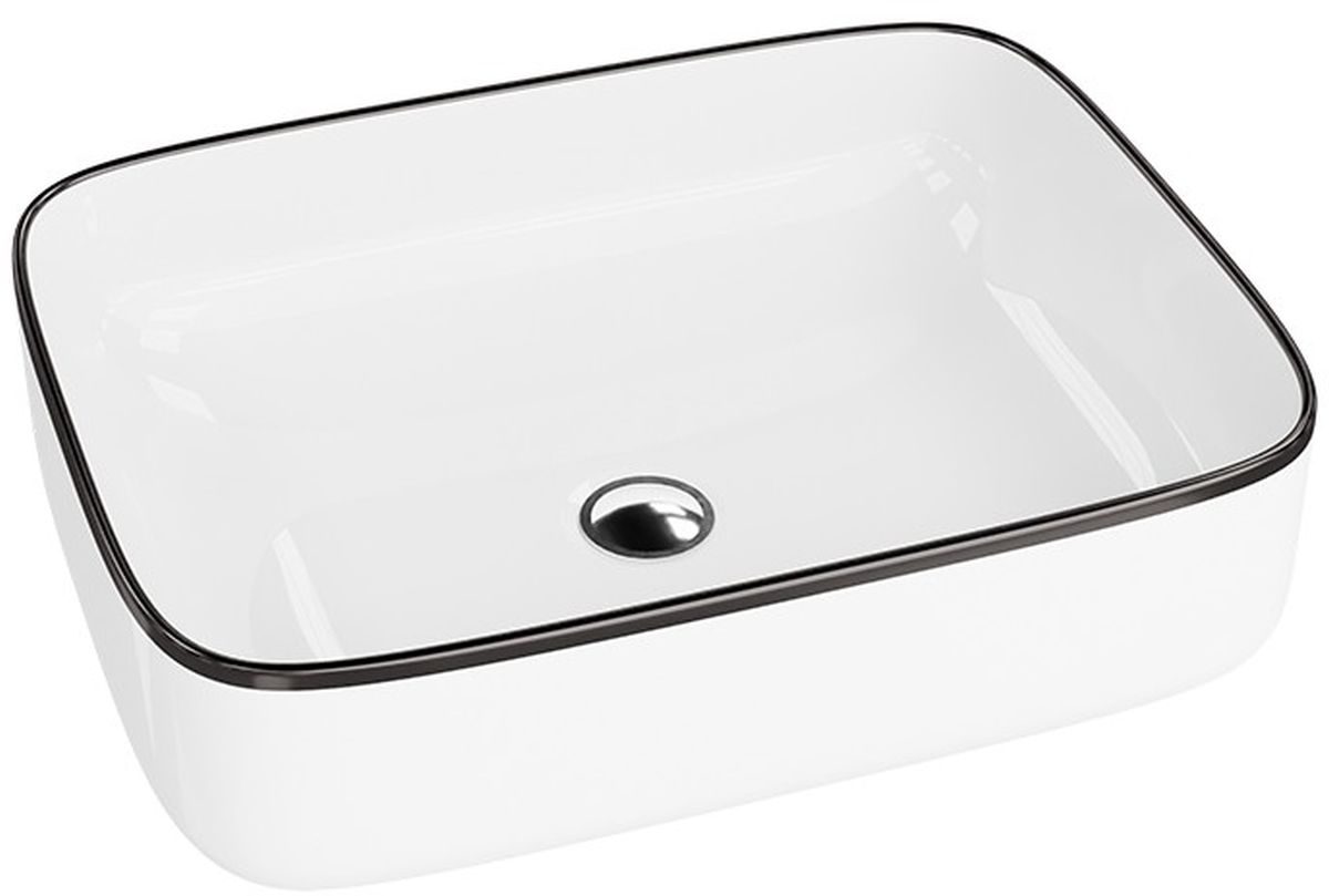 LaVita Galera Waschbecken 50.5x40 cm rechteckig Aufsatzwaschbecken weiß-schwarz 5900378325703