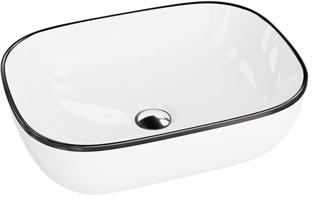 LaVita Costa Waschbecken 46x32.5 cm rechteckig Aufsatzwaschbecken weiß-schwarz 5900378325727