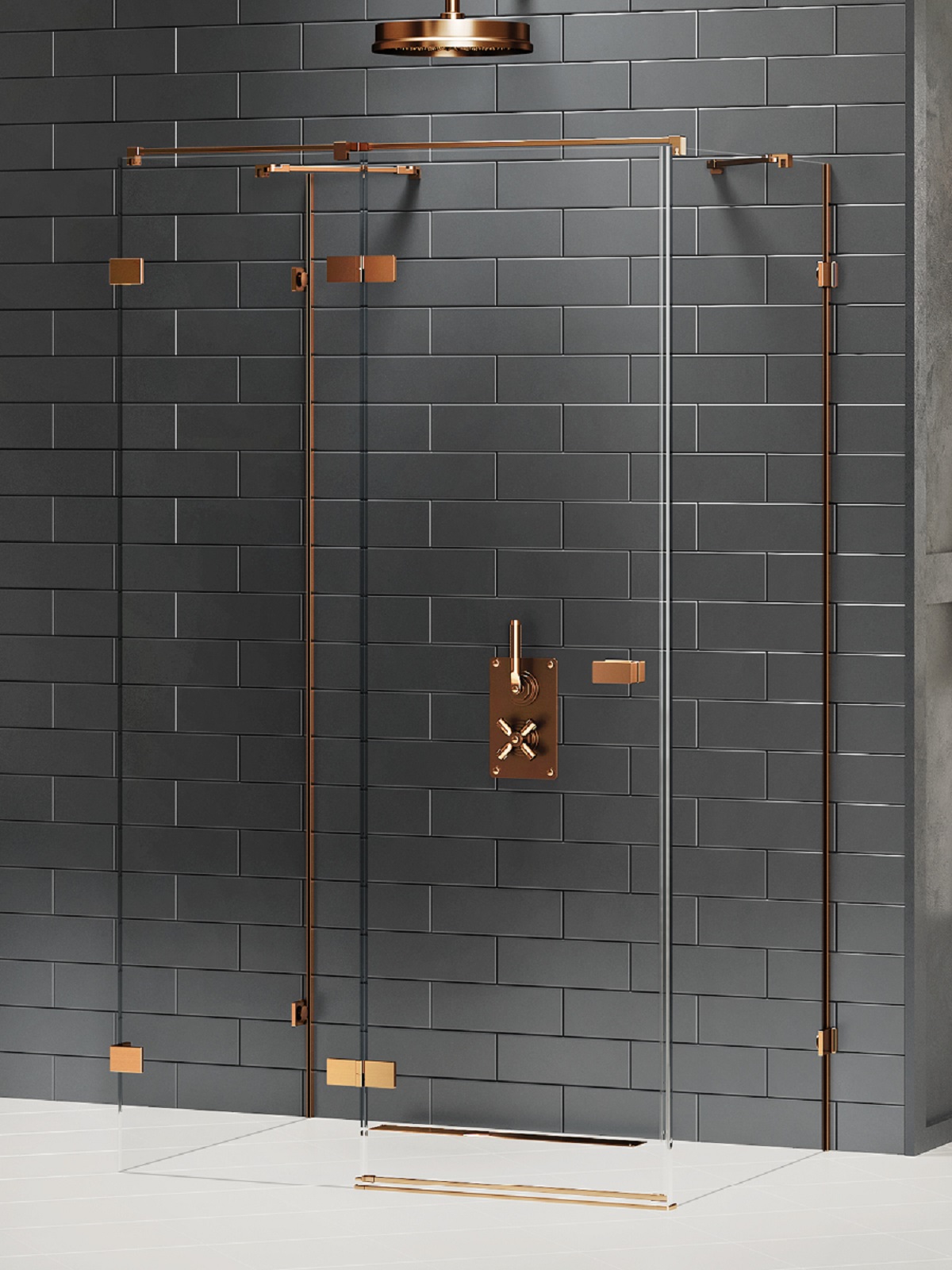 New Trendy Avexa Copper Brushed Dusche 100x70 cm rechteckig kupfer gebürstet/durchsichtiges Glas EXK-3702