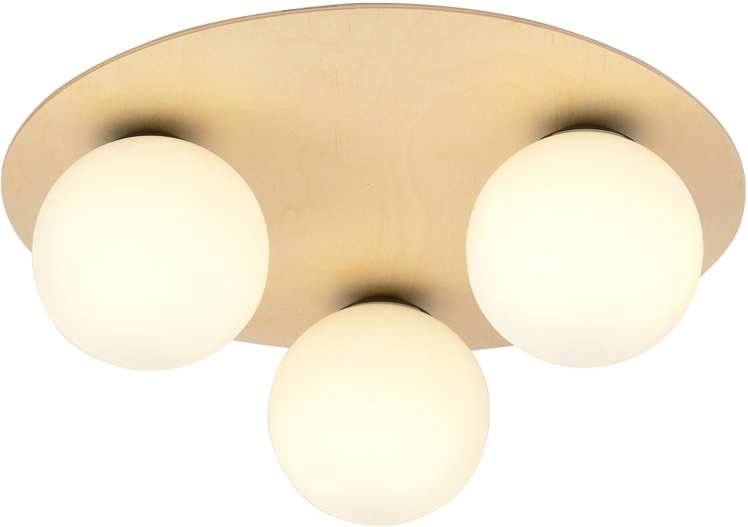 Emibig Kenzo Deckenlampe 3x10 W holz-opal 1142/3B