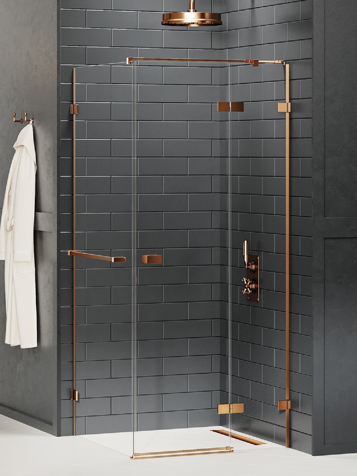 New Trendy Avexa Copper Brushed Dusche 100x100 cm quadratisch kupfer gebürstet/durchsichtiges Glas EXK-3650