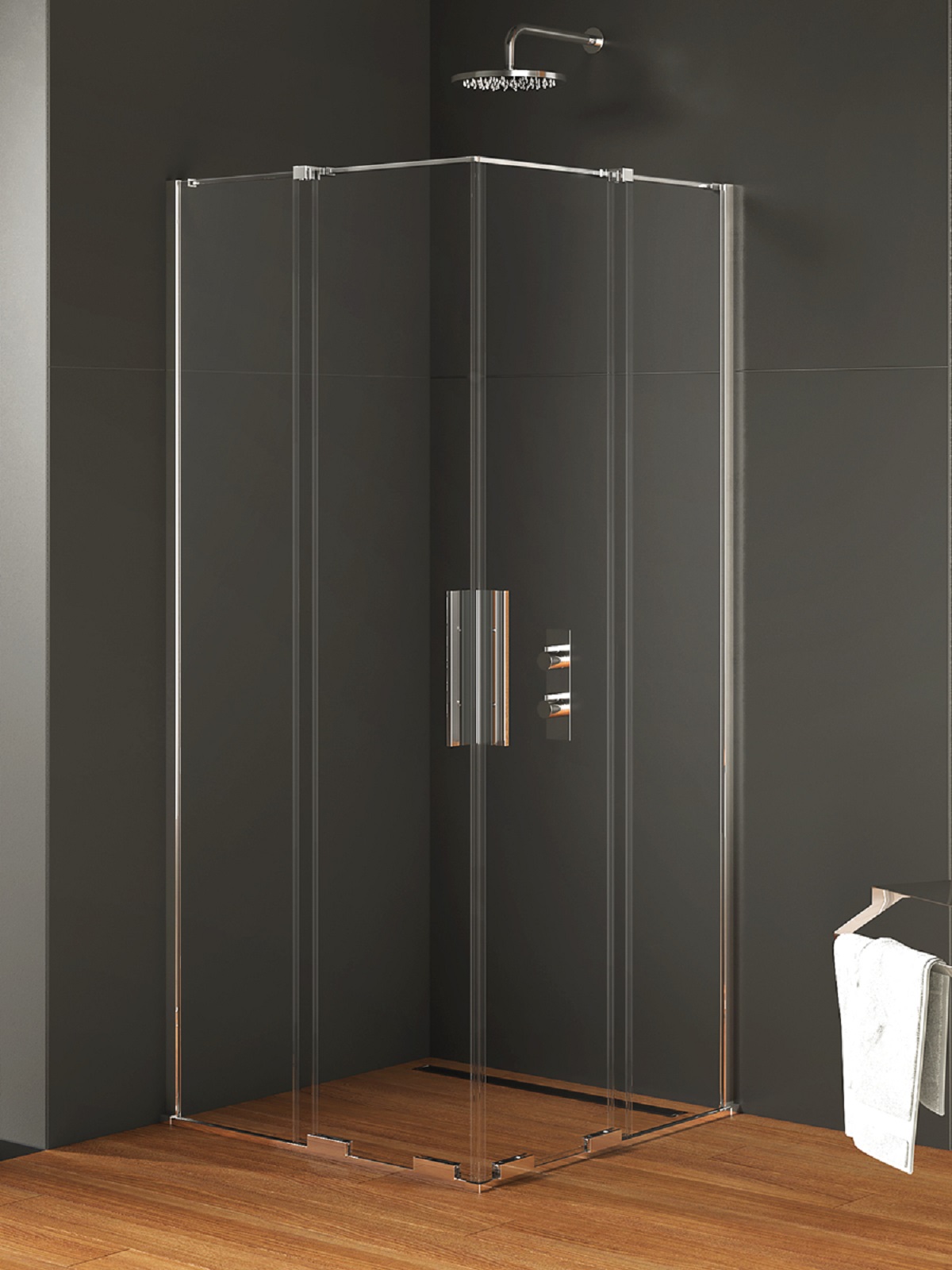 New Trendy Smart Dusche 100x90 cm rechteckig chrom Glanz/durchsichtiges Glas EXK-4061