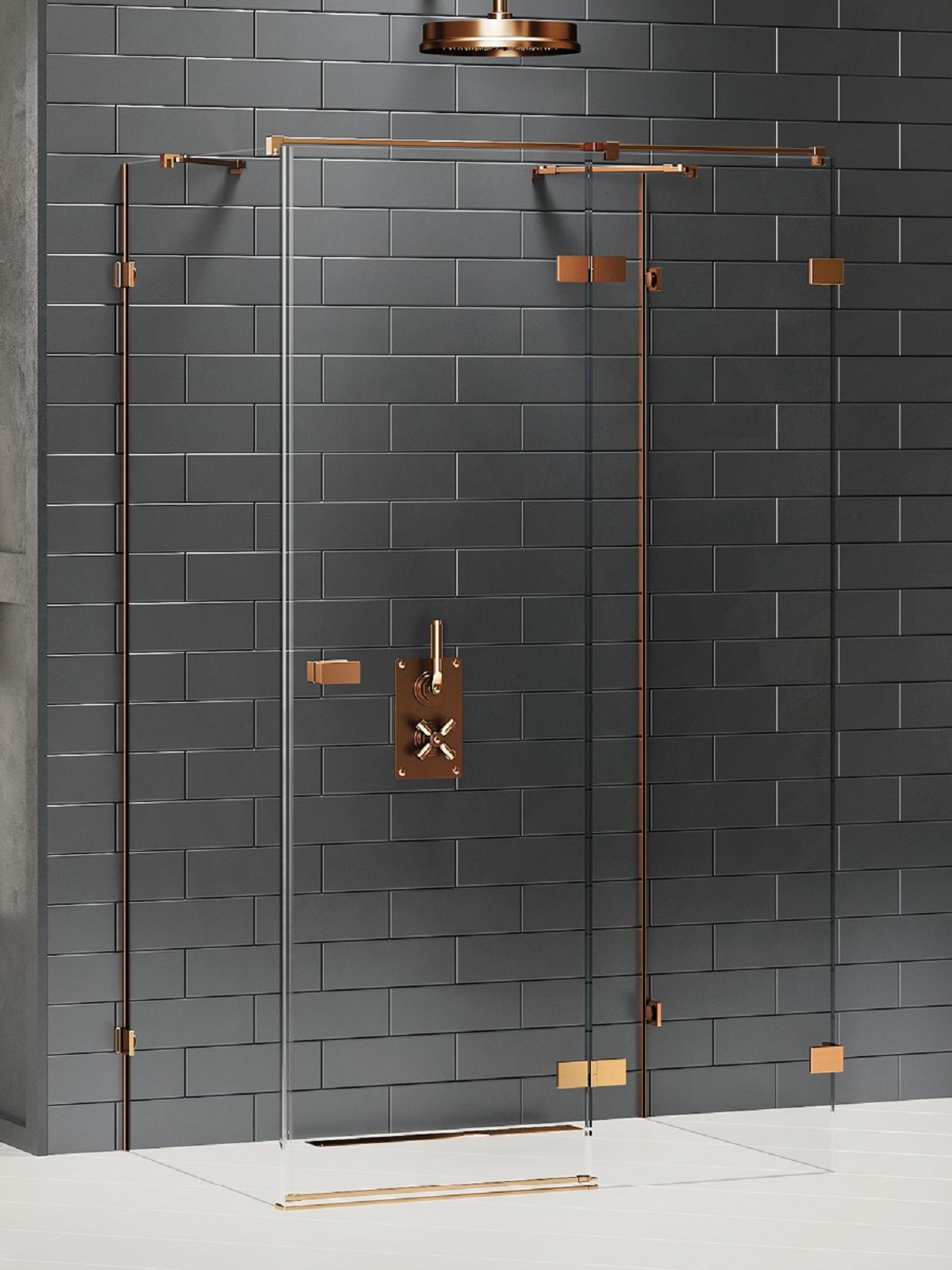 New Trendy Avexa Copper Brushed Dusche 120x110 cm rechteckig kupfer gebürstet/durchsichtiges Glas EXK-3748