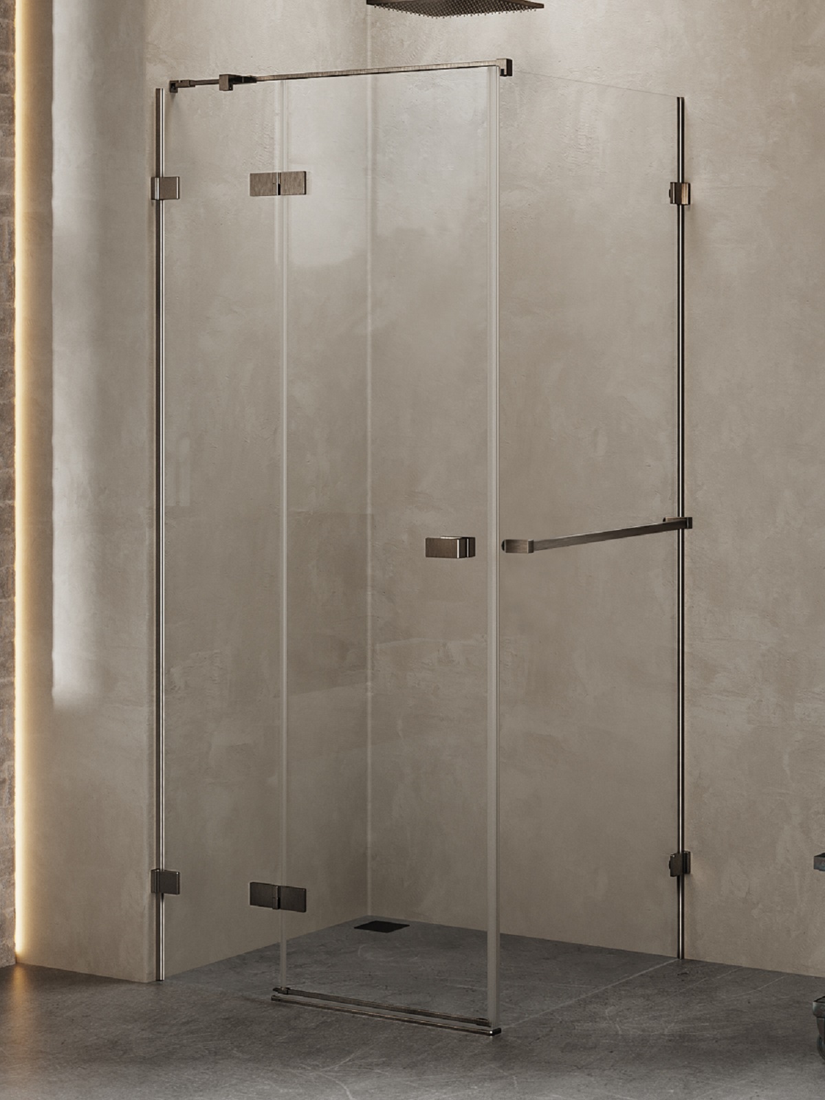 New Trendy Avexa Gunmetal Brushed Dusche 120x120 cm quadratisch gunmetal gebürstet/durchsichtiges Glas EXK-3287