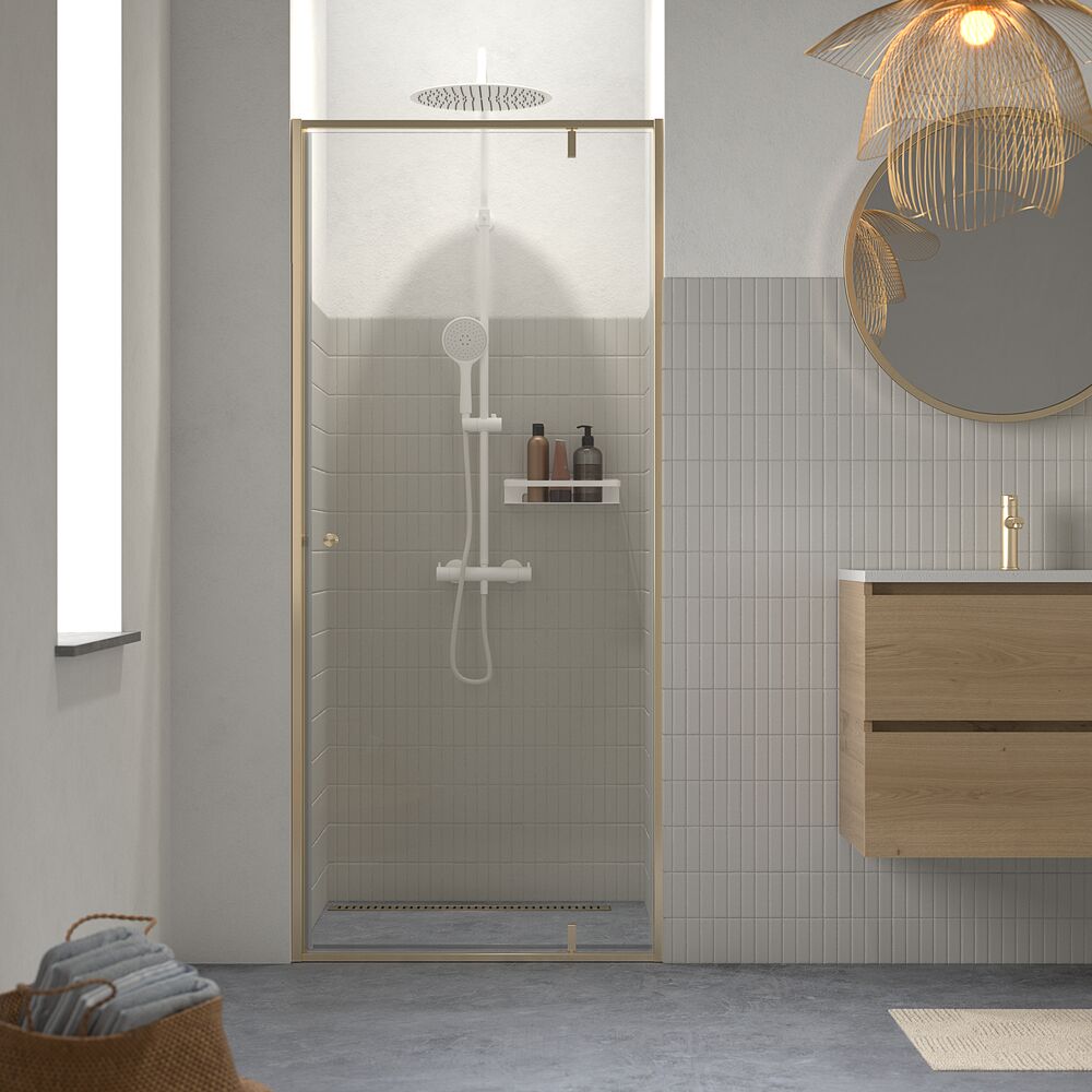 Sealskin Contour Duschtüren 90 cm aufklappbar gold gebürstet/durchsichtiges Glas CD200906495100