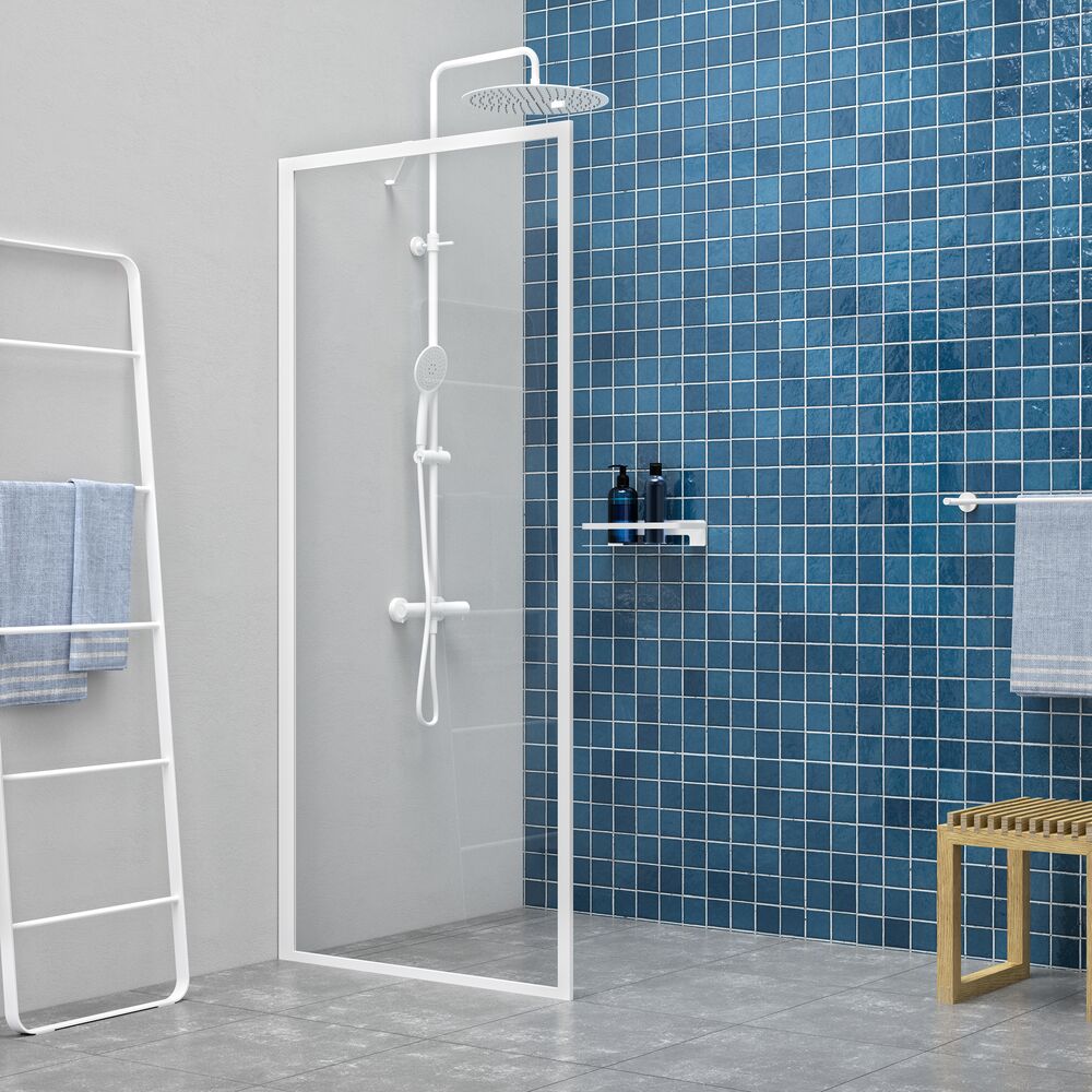 Sealskin Contour Begehbare Duschwand 90 cm weiß Matte/durchsichtiges Glas CDA30886025100