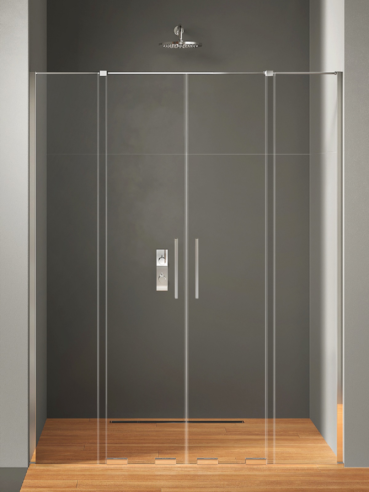 New Trendy Smart Duschtüren 130 cm Schiebe- chrom Glanz/durchsichtiges Glas EXK-4014