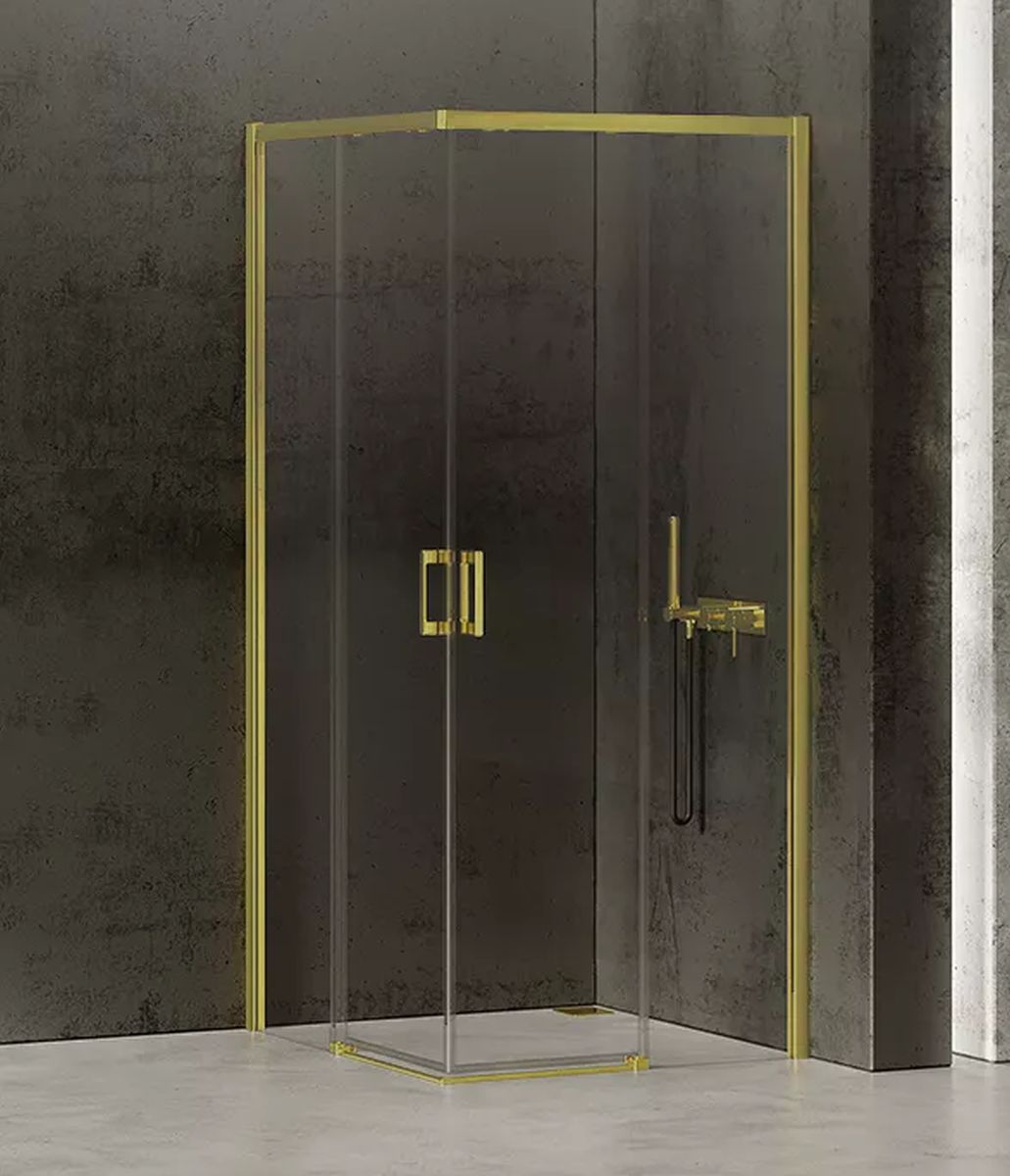 New Trendy Prime Light Gold Dusche 90x80 cm rechteckig gold Glanz/durchsichtiges Glas D-0418A/D-0417A