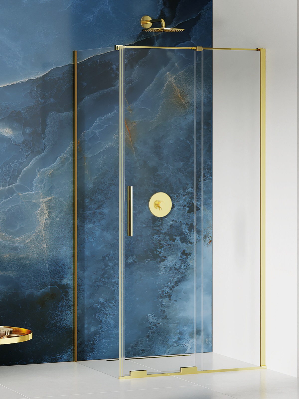 New Trendy Smart Light Gold Dusche 160x80 cm rechteckig gold Glanz/durchsichtiges Glas EXK-4258