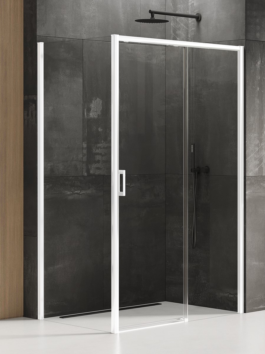 New Trendy Prime White Dusche 130x90 cm rechteckig weiß Matte/durchsichtiges Glas D-0407A/D-0220B