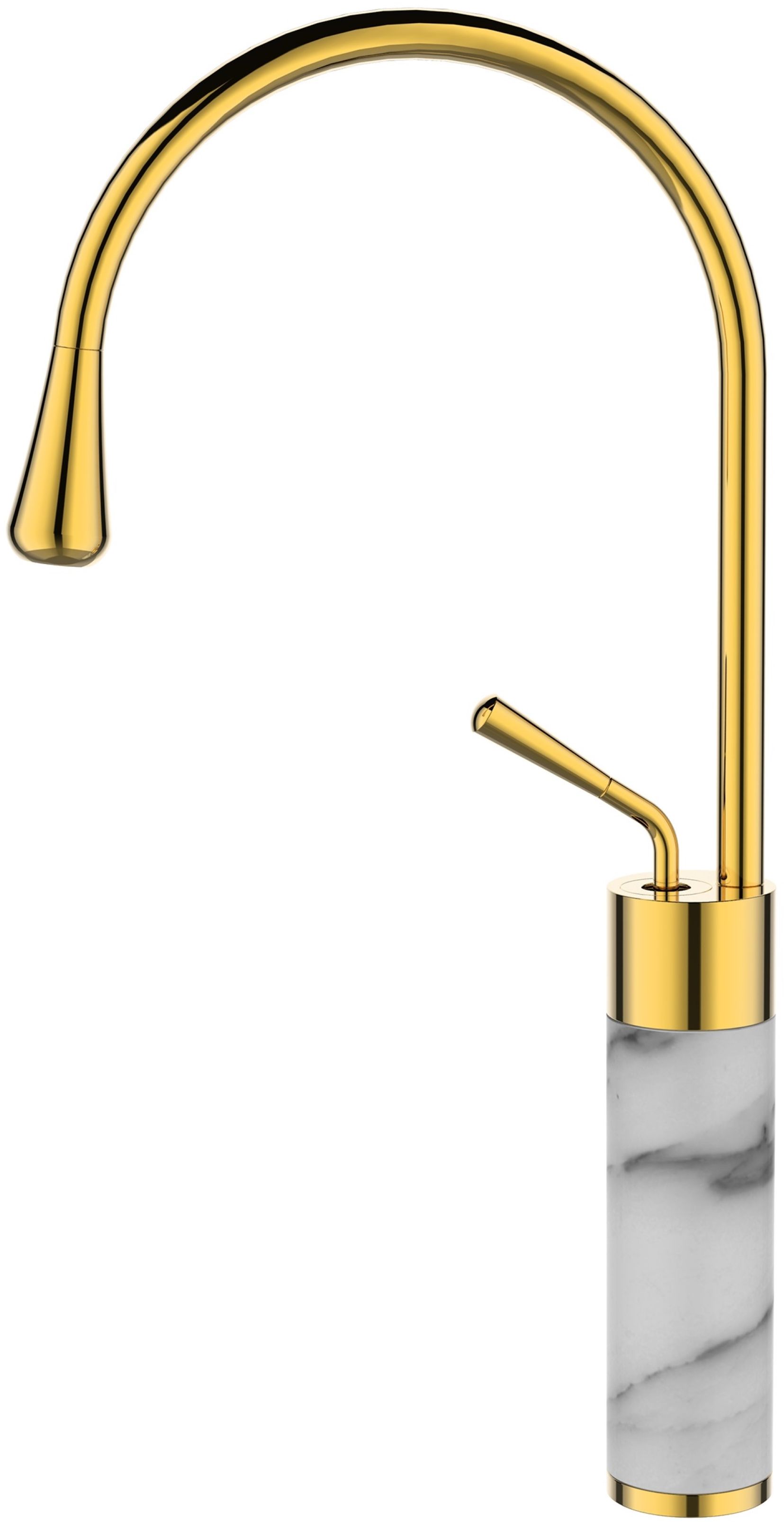 Invena Gabro waschbeckenhahn stehend weiß-gold BU-33-W13