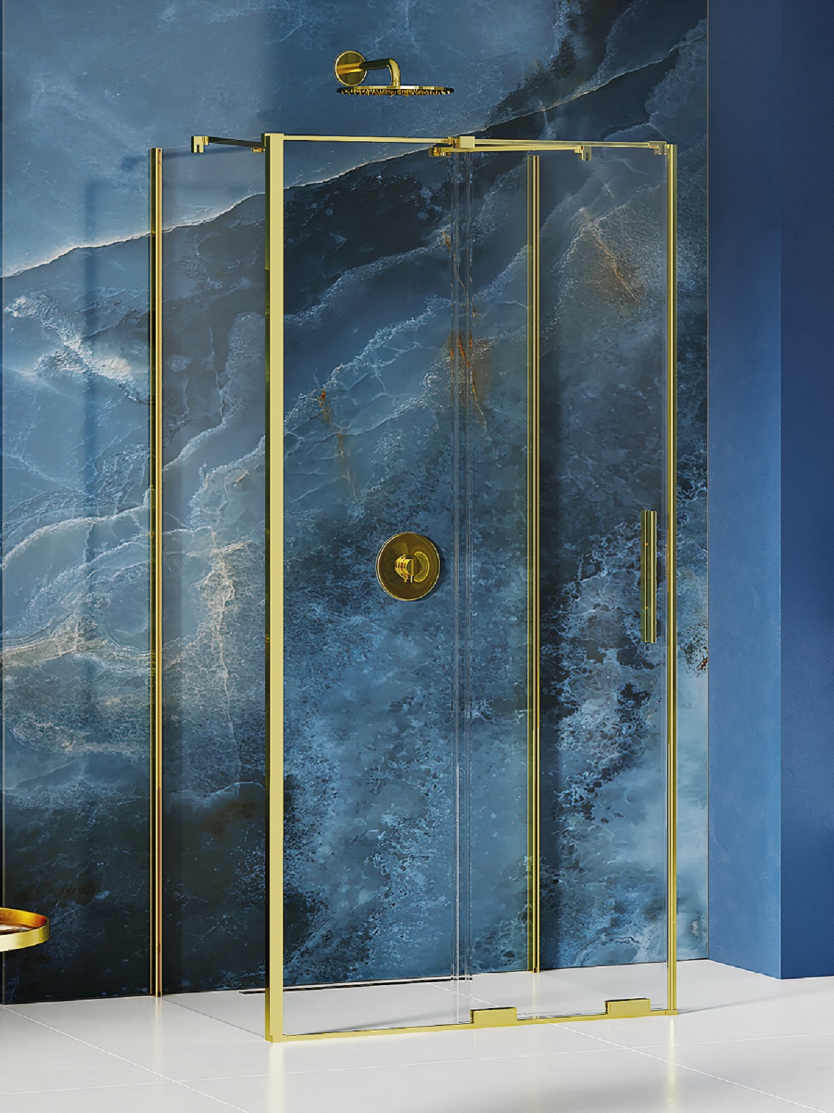 New Trendy Smart Light Gold Dusche 120x90 cm rechteckig gold Glanz/durchsichtiges Glas EXK-4285