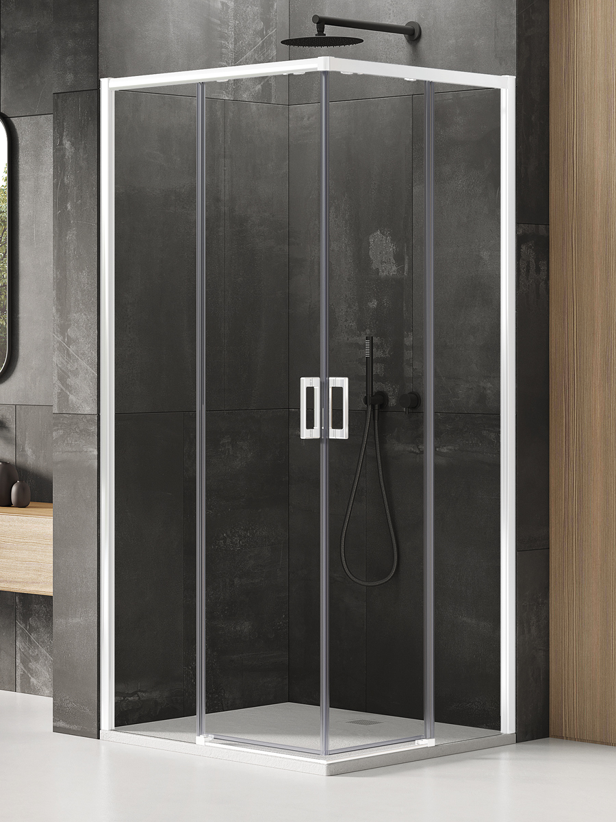 New Trendy Prime White Dusche 100x70 cm rechteckig weiß Matte/durchsichtiges Glas D-0394A/D-0401A