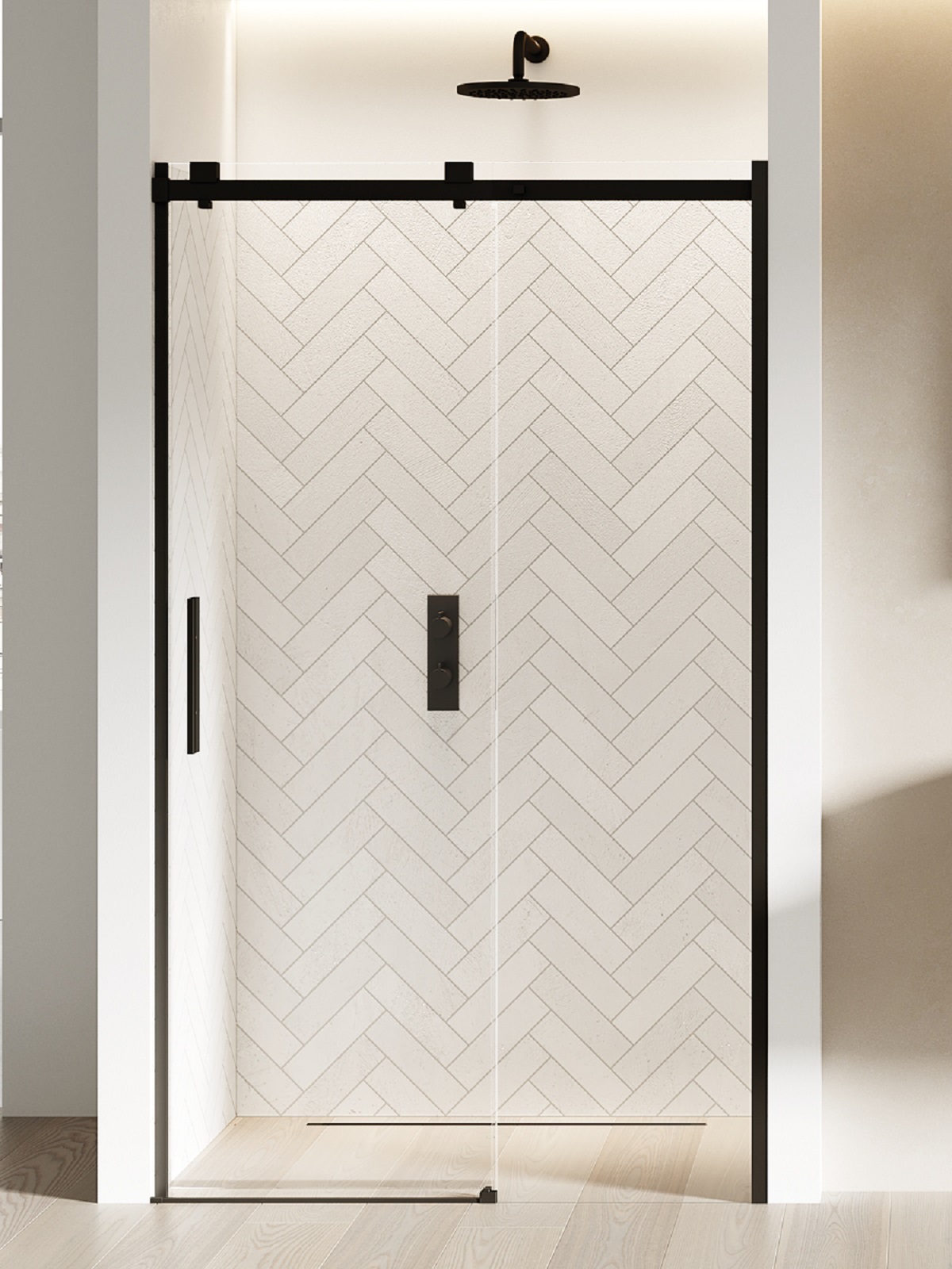 New Trendy Softi Black Duschtüren 130 cm Schiebe- schwarz Matte/durchsichtiges Glas EXK-3953