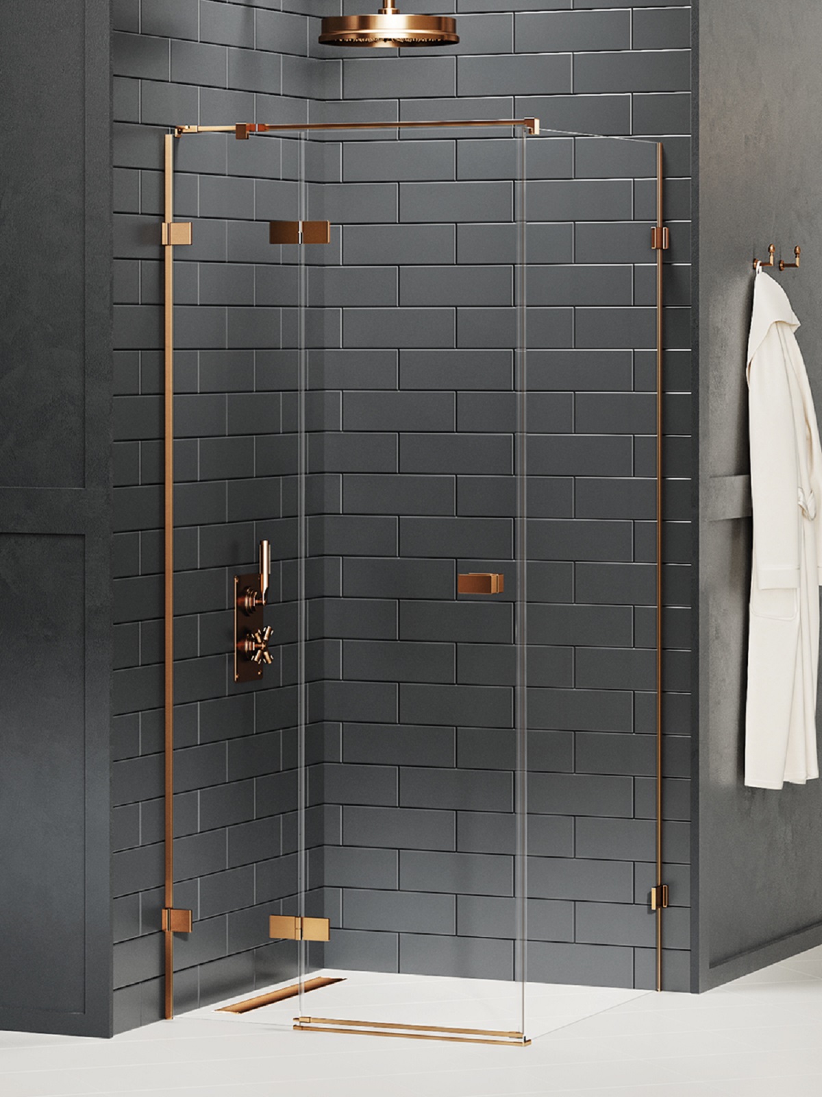 New Trendy Avexa Copper Brushed Dusche 110x100 cm rechteckig kupfer gebürstet/durchsichtiges Glas EXK-3566