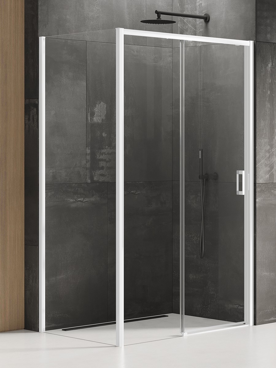 New Trendy Prime White Dusche 100x100 cm quadratisch weiß Matte/durchsichtiges Glas K-1359