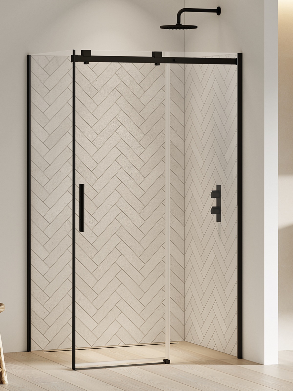 New Trendy Softi Black Dusche 110x110 cm quadratisch schwarz Matte/durchsichtiges Glas EXK-3973