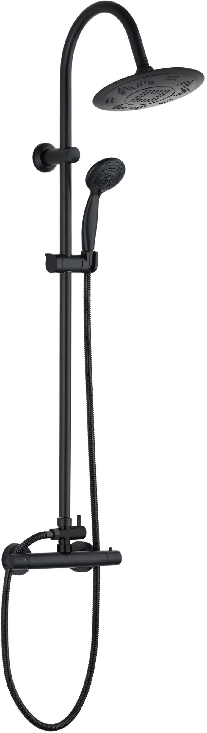 Invena Gracja Duschset Wandmontage mit Thermostat mit Regenbrause schwarz AU-15-D04