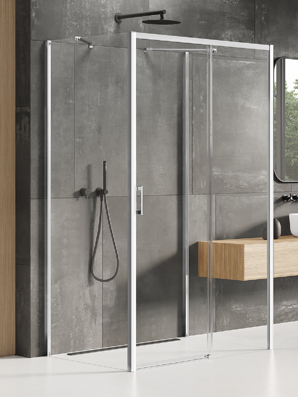 New Trendy Prime Dusche 130x100 cm rechteckig chrom Glanz/durchsichtiges Glas K-0855